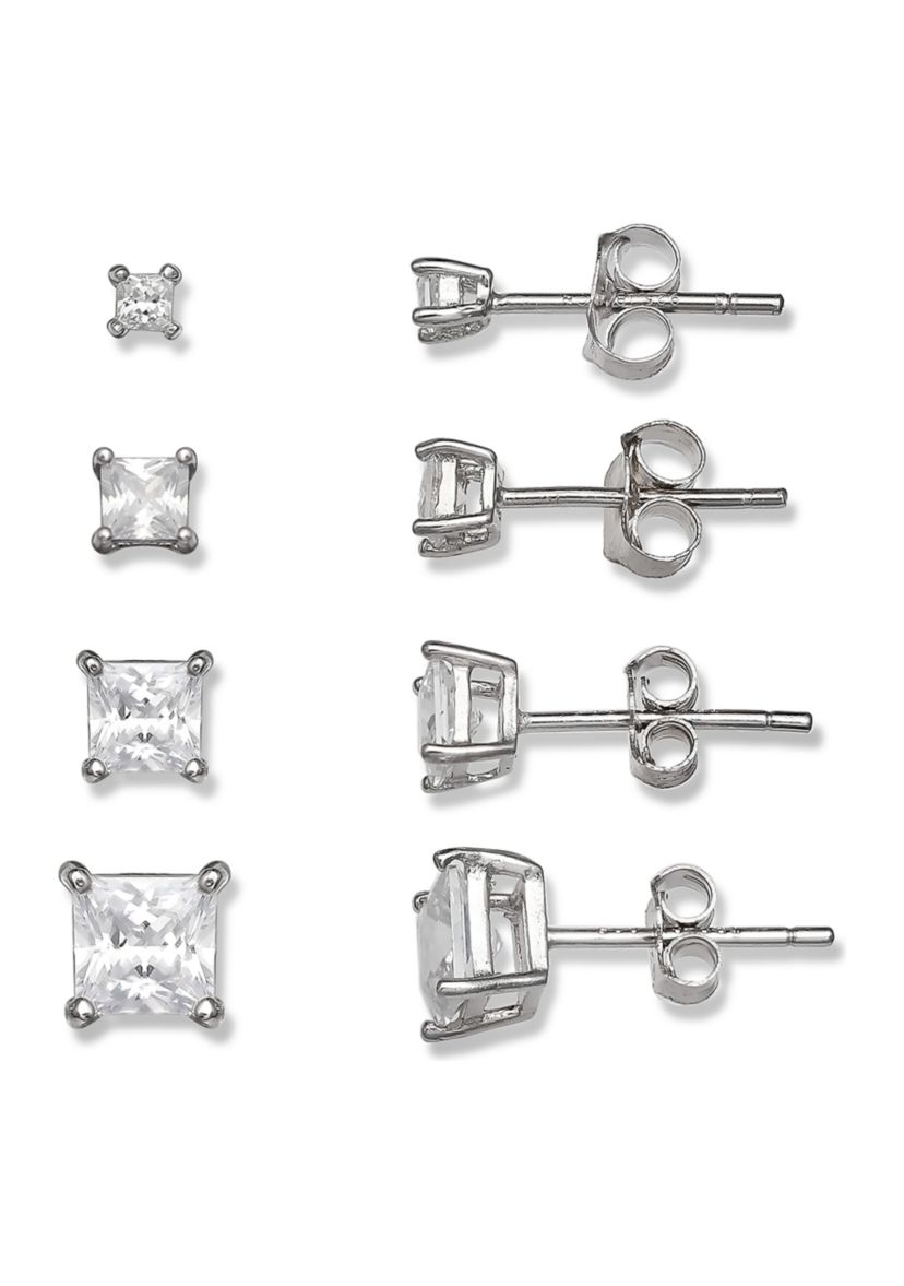 Set of 4 2.68 ct. t.w. Cubic Zirconia Stud Earrings