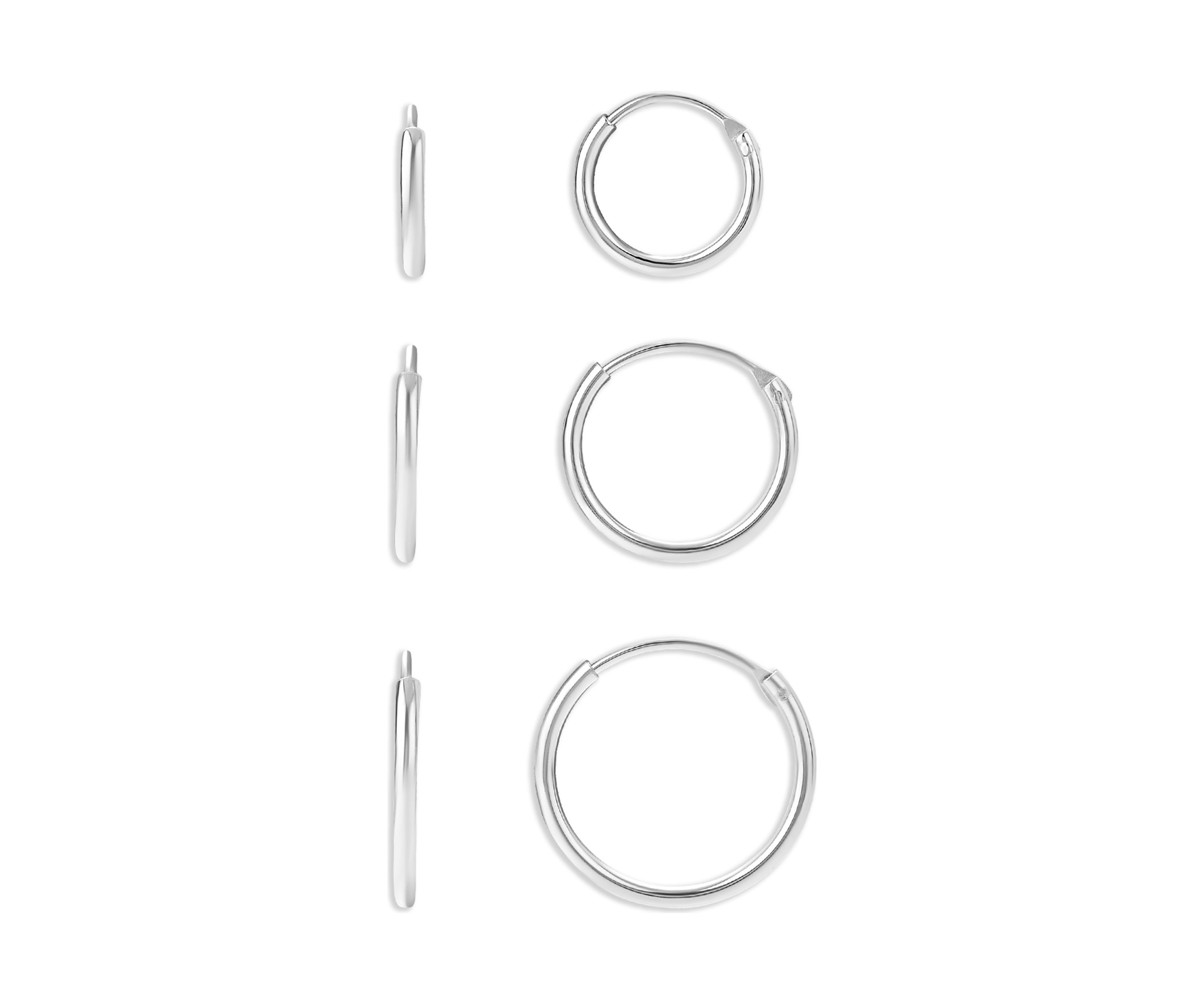Sterling Silver Polished Endless Hoop Trio Set
