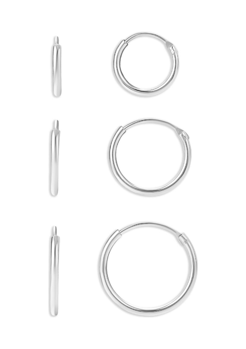 Sterling Silver Polished Endless Hoop Trio Set