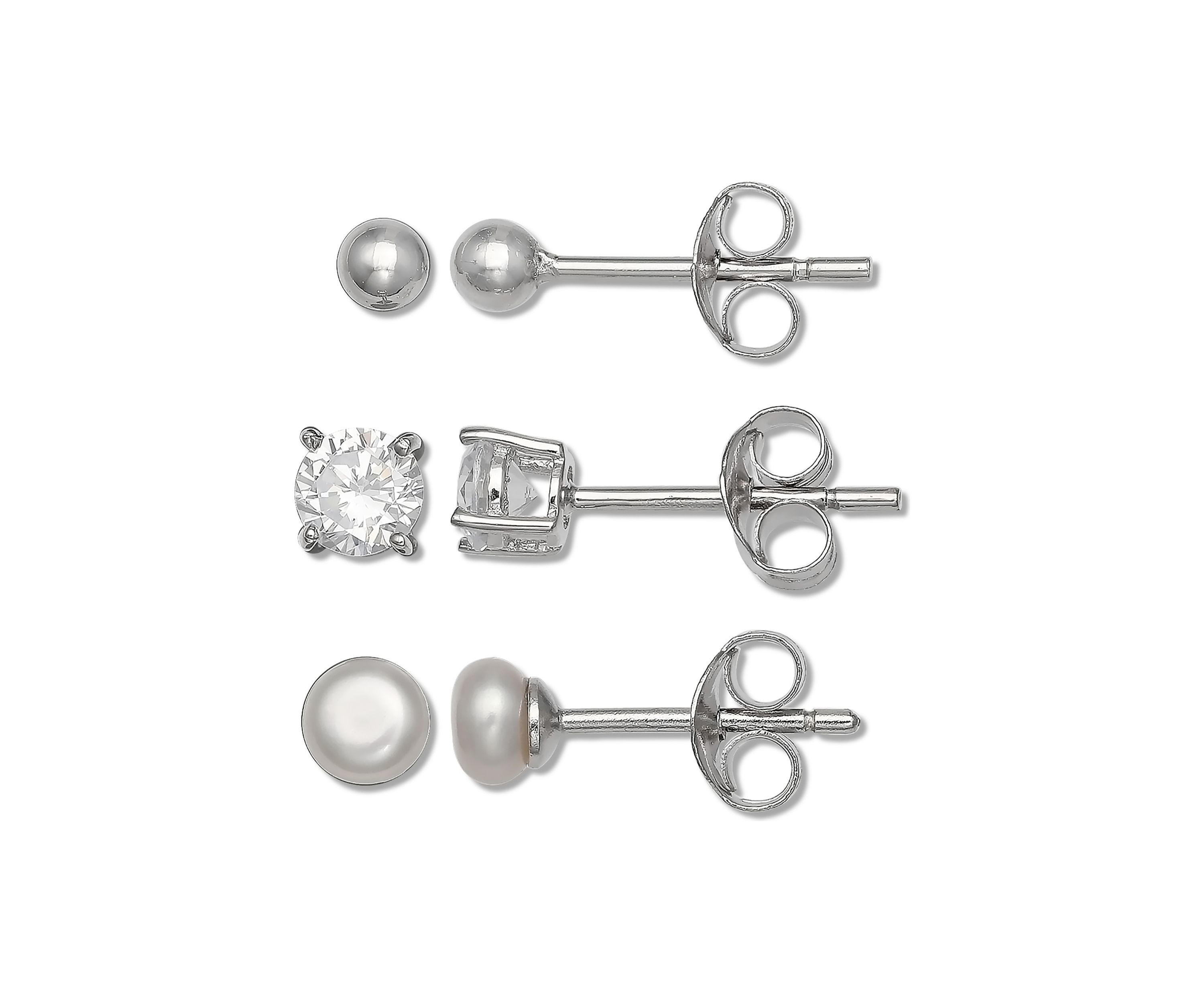 Ball, 1 ct. t.w. Cubic Zirconia, and Pearl Earring Set
