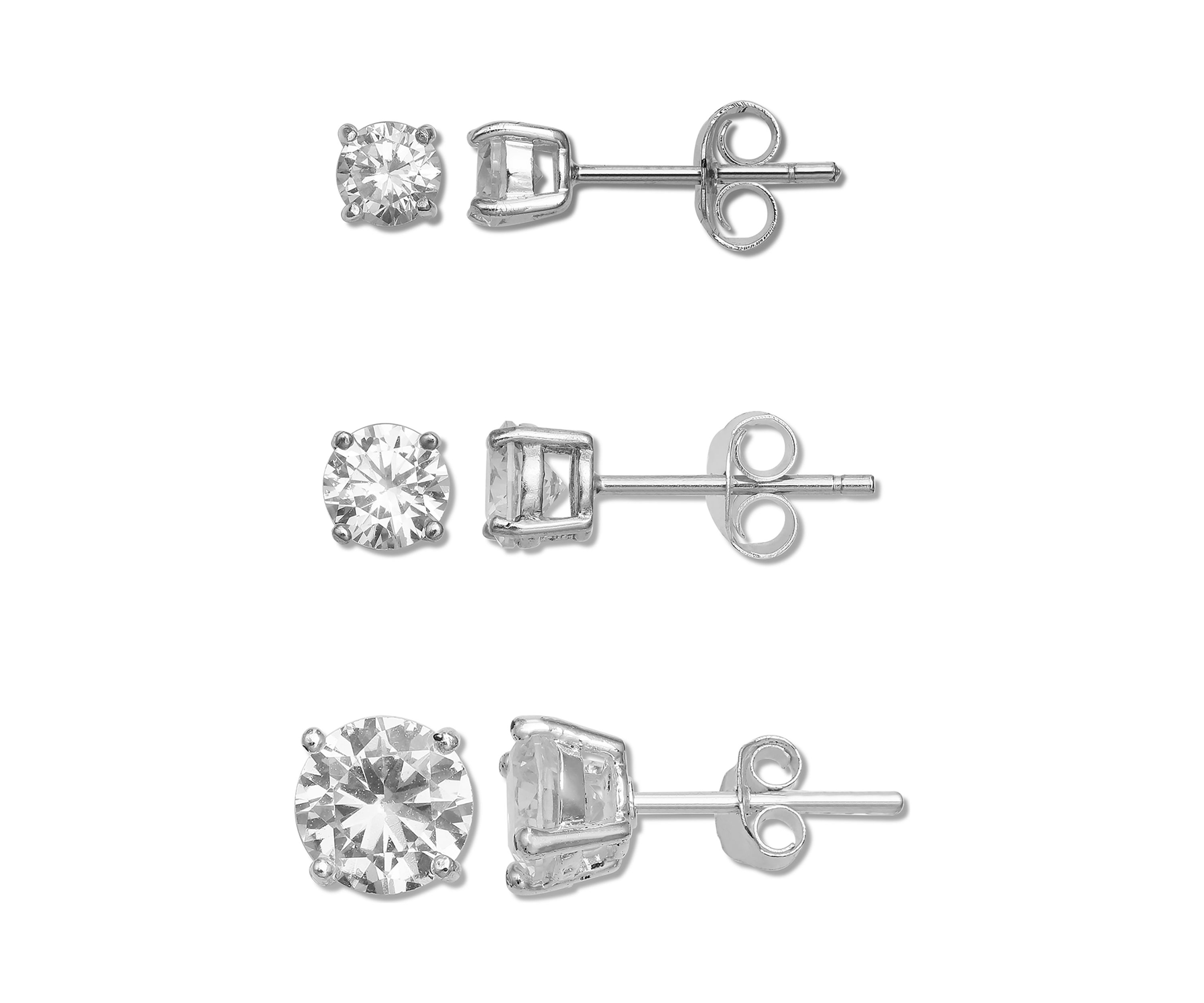 Set of 3 1.84 ct. t.w. Cubic Zirconia Stud Earrings