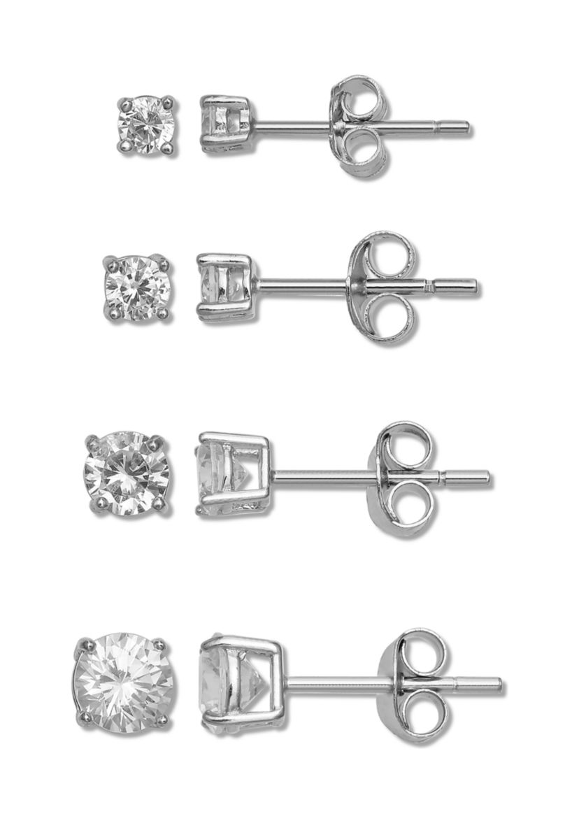  3.1 ct. t.w. Cubic Zirconia Stud Earrings Set 