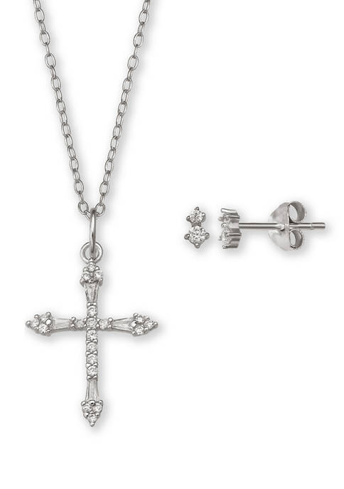 Belk Silverworks Celtic Cross Necklace and Earrings Set