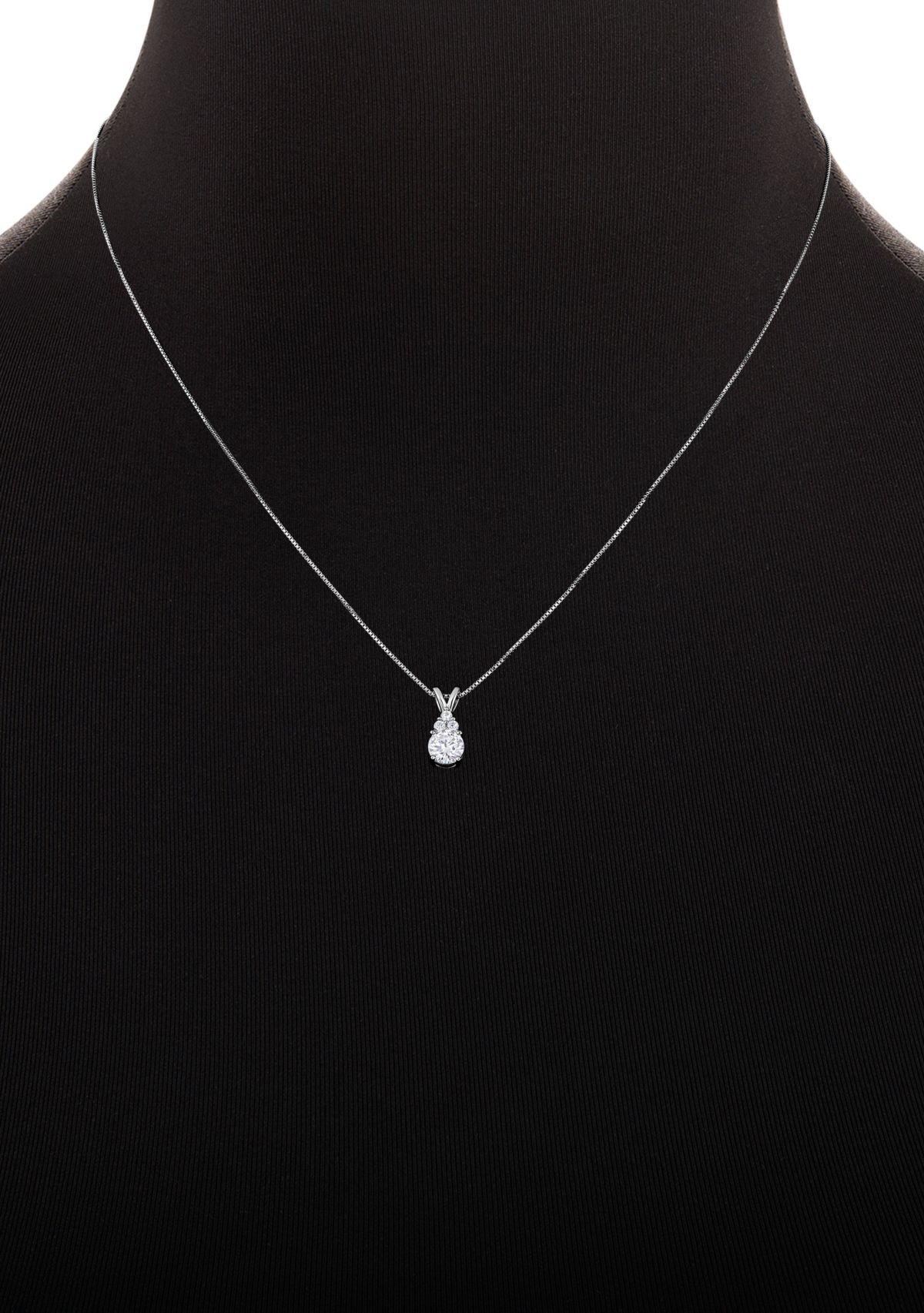 Sterling Silver Cubic Zirconia 4 Millimeter Stud & Pendant Set