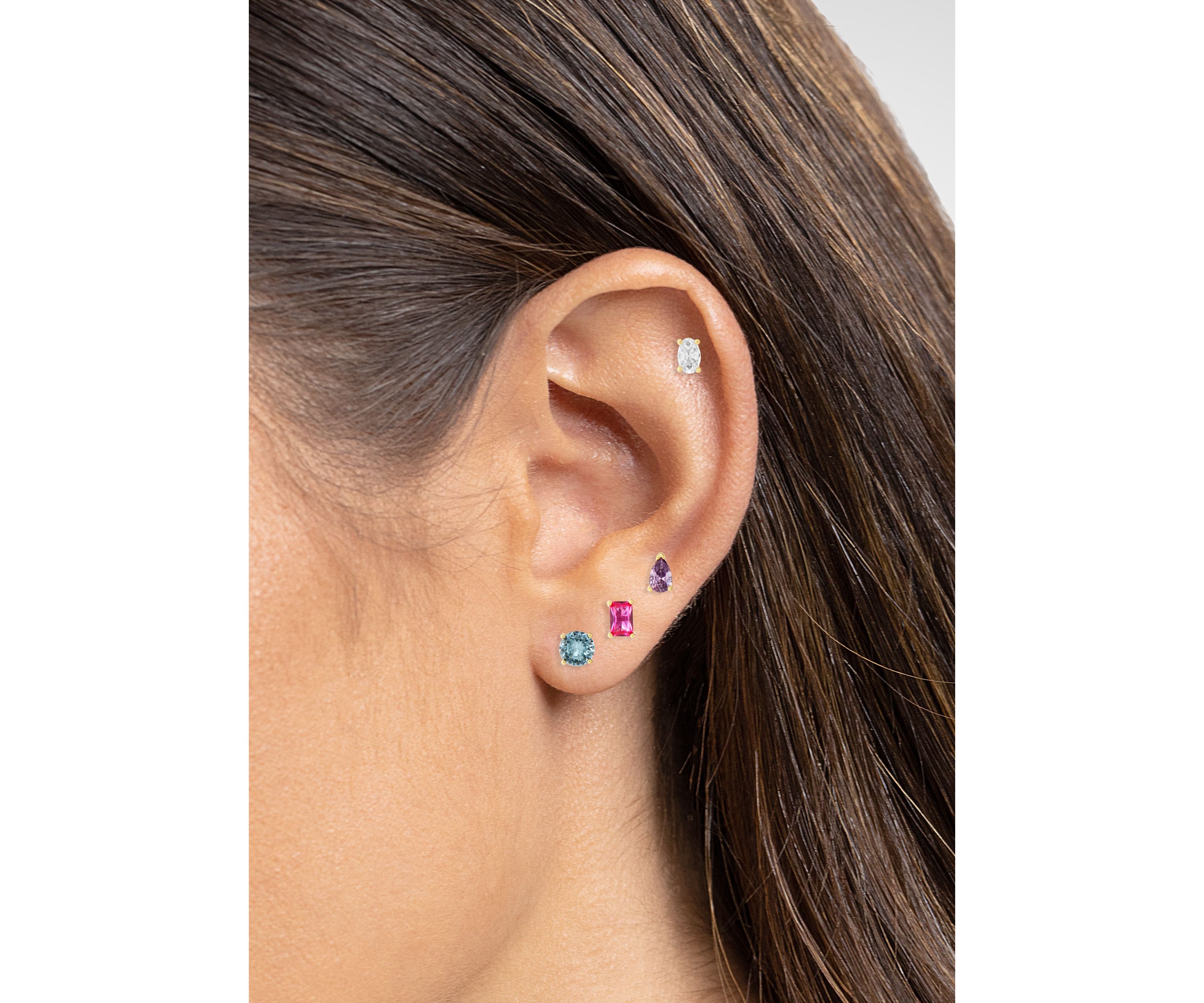 Sterling Silver Multi Color Multi Shaped Stud Earring Set