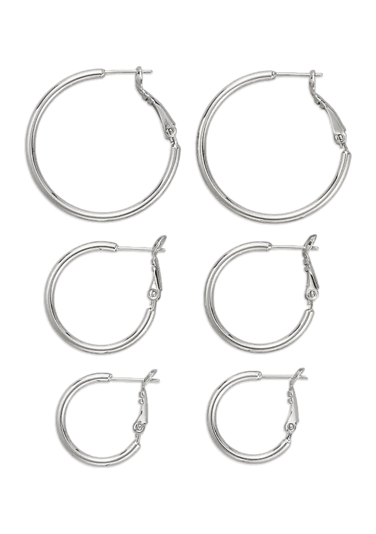 Hinge Post Hoop Earring Set