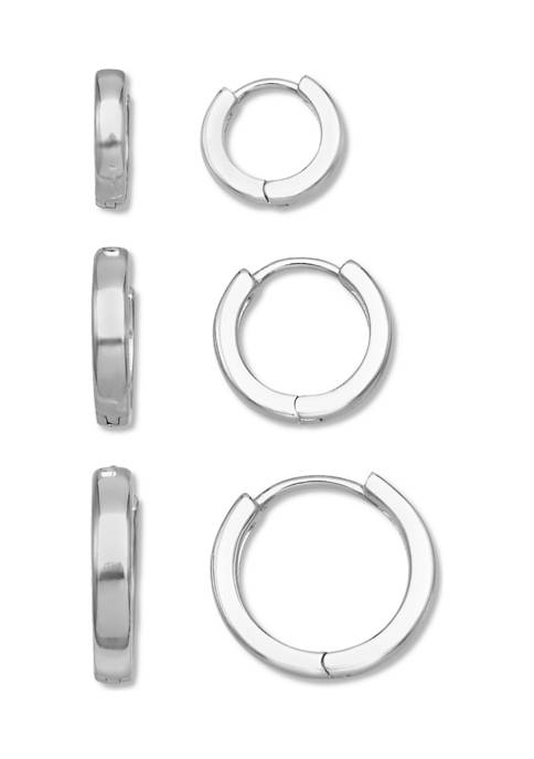 Belk Silverworks Set of 3 Polished Hoop Earrings