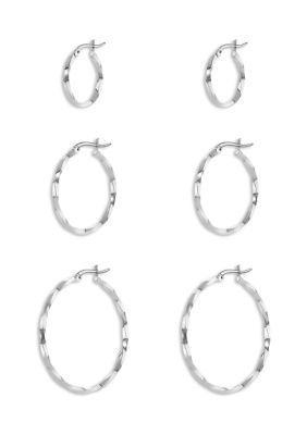 Belk Silverworks Plated Twisted Hoop Earrings - Set of 3
