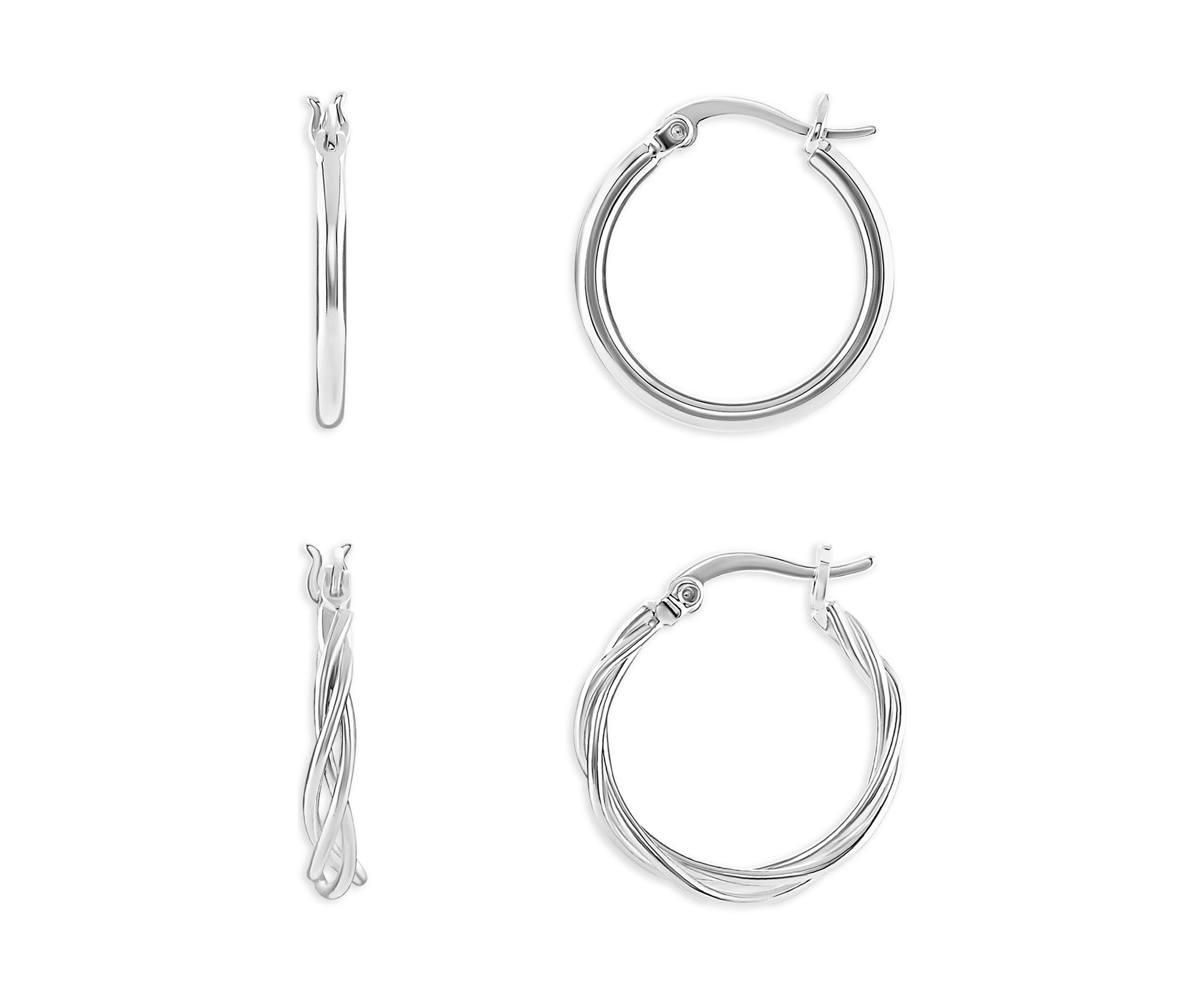 Plated Polished Hoop Earring Duo Set