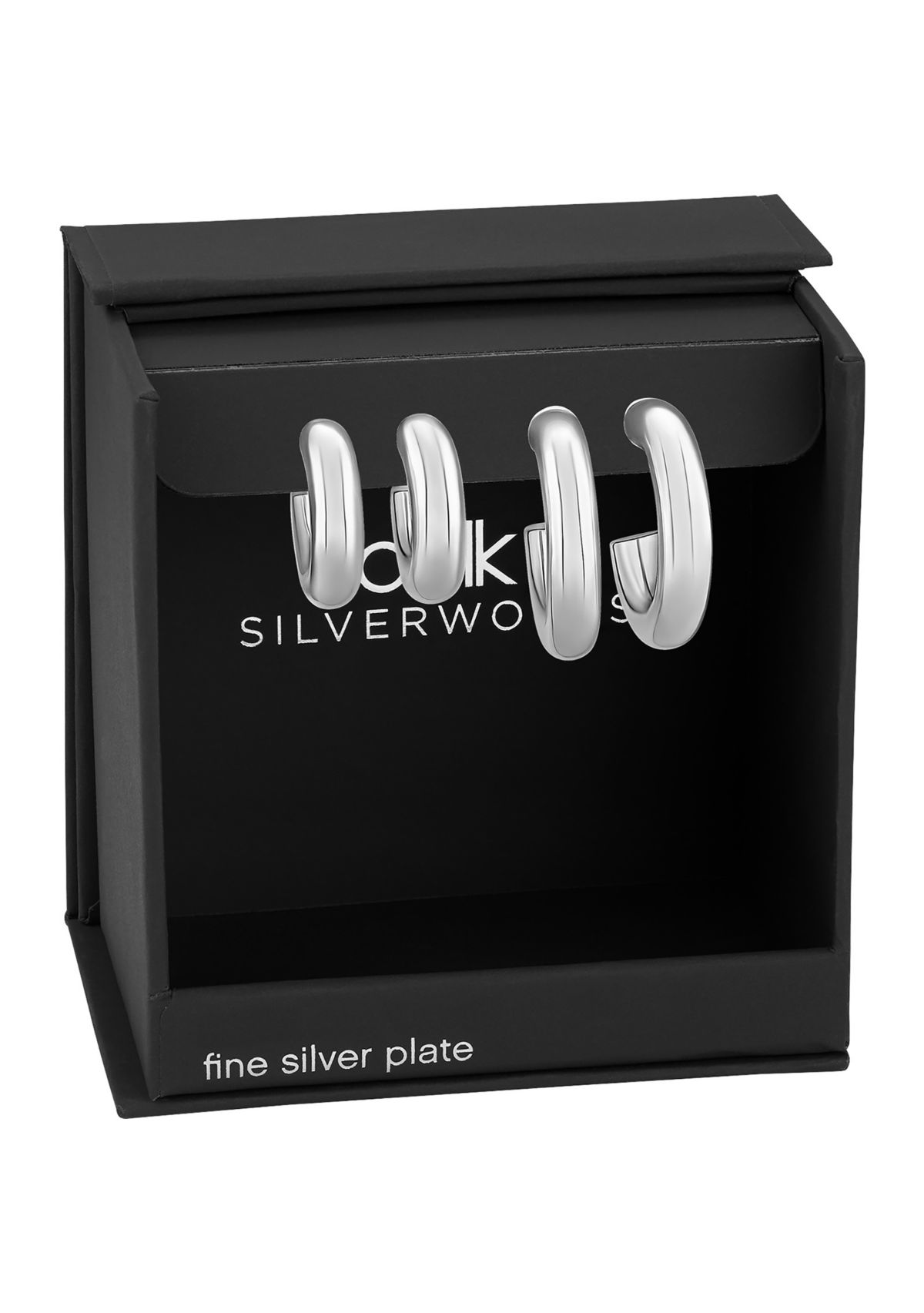 Fine Silver Plated Set of 2 20 mm 30 mm C-Hoops