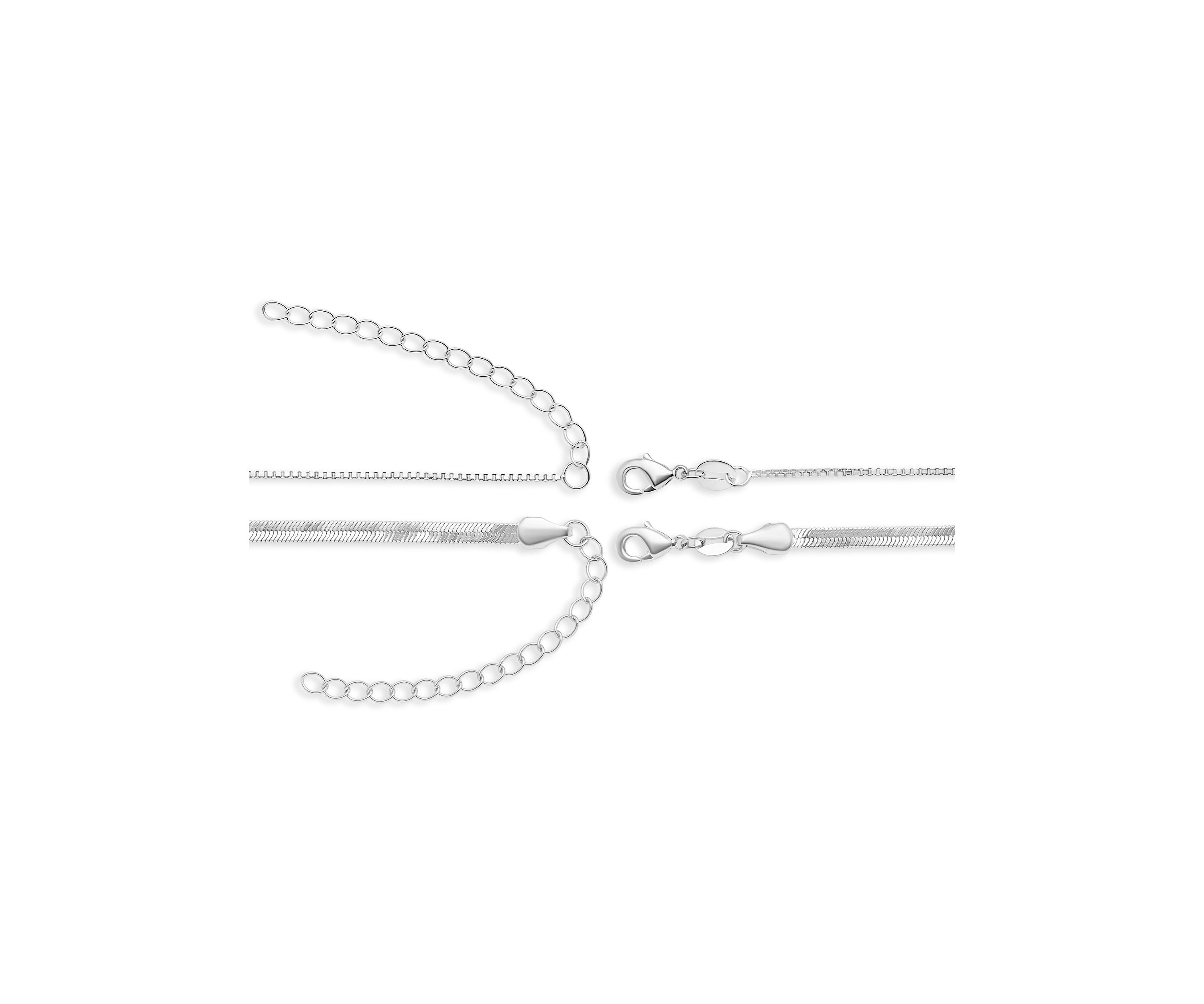 Fine Plated Box & Herringbone Chain Duo Necklace Set