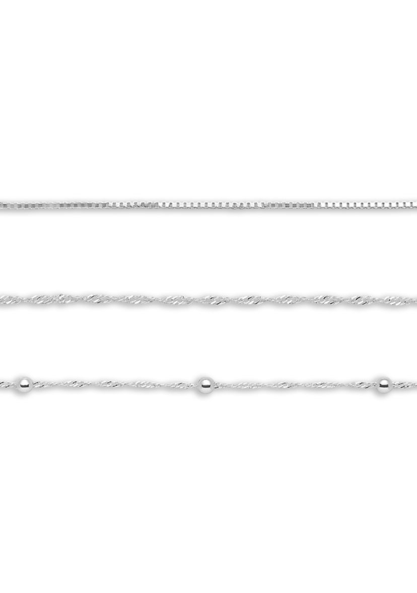 Fine Silver Plated Anklet Trio Set