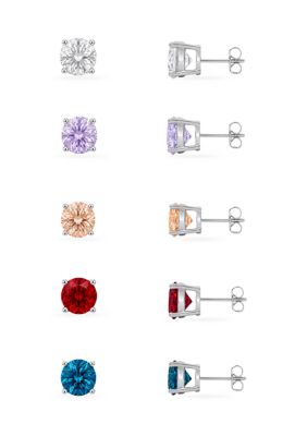 Belk Silverworks Fine Silver Plated Cubic Zirconia Round Stud Earrings Set
