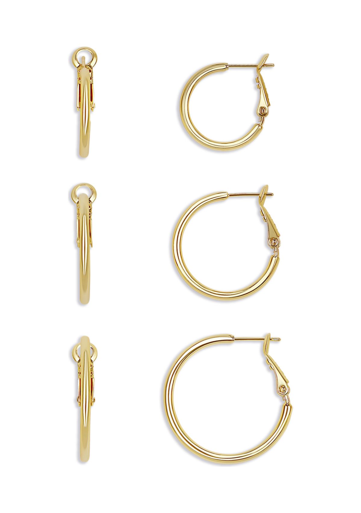 Plated Hoop Earrings - Set of 3