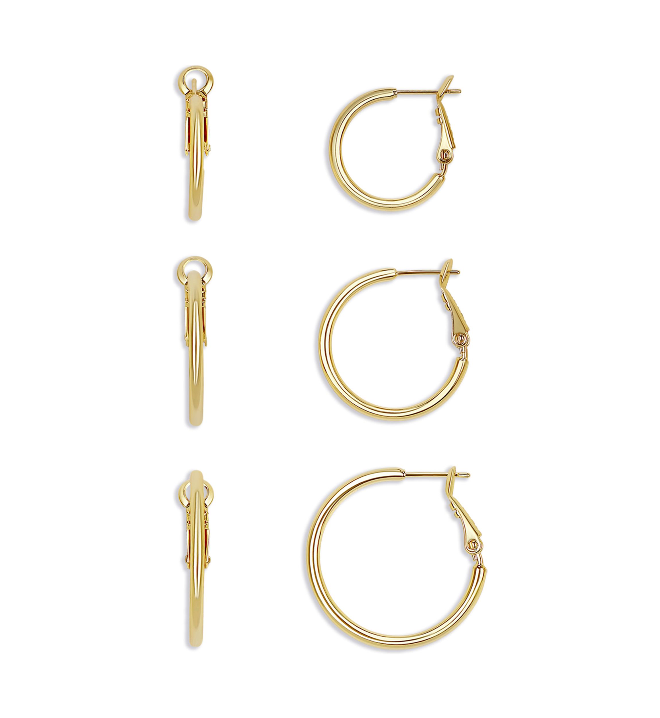 Plated Hoop Earrings - Set of 3