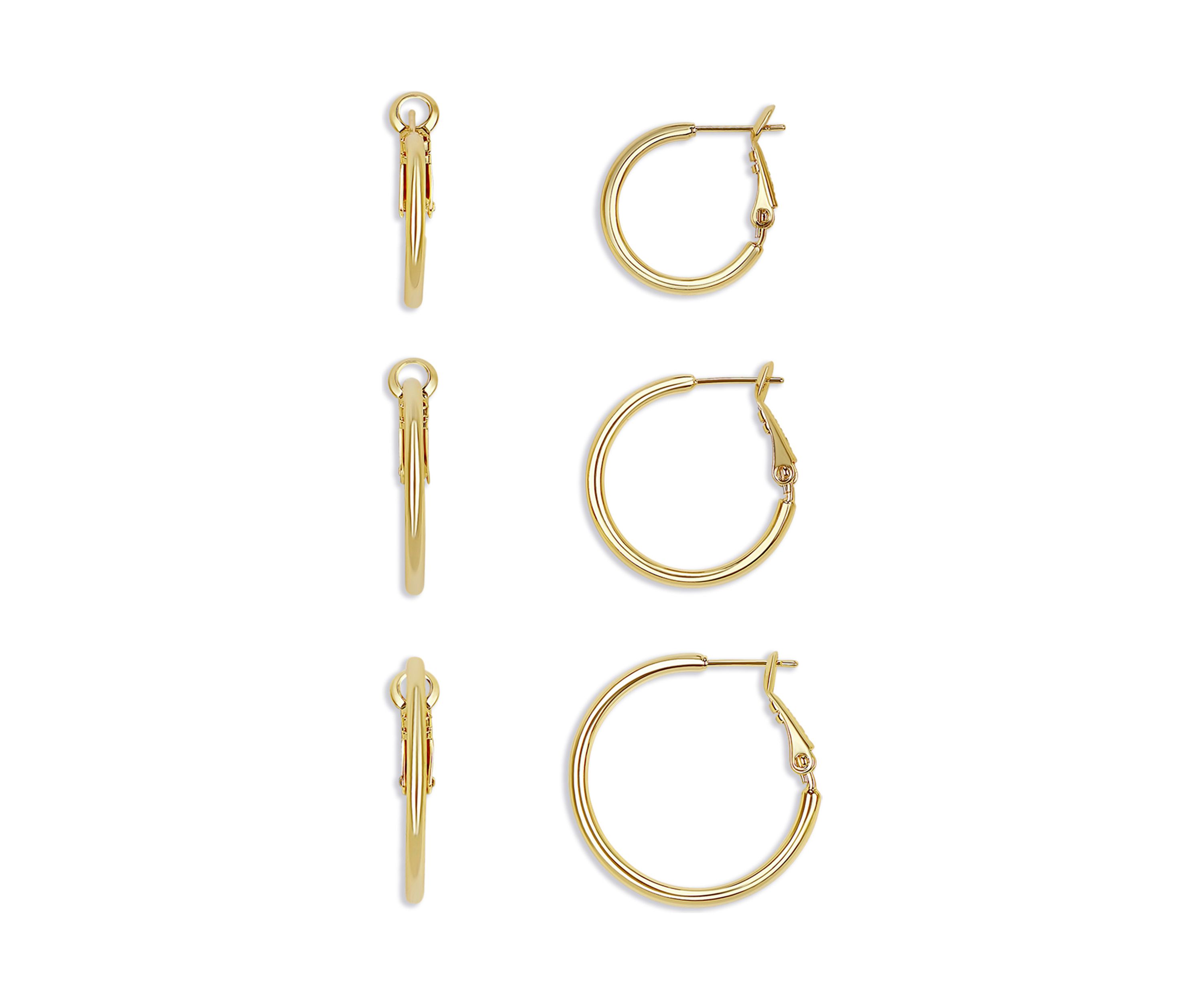 Plated Hoop Earrings - Set of 3