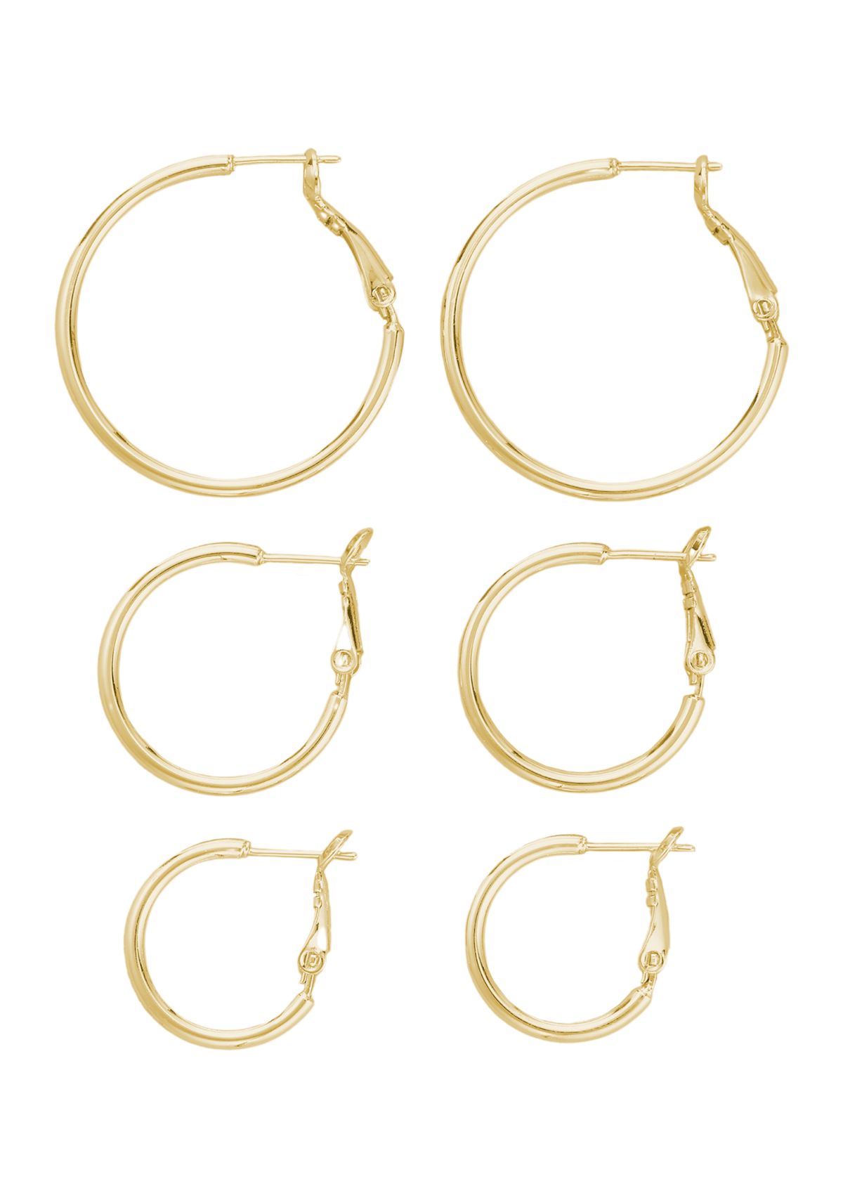 Set of 3 Hinge Post Hoop Earrings