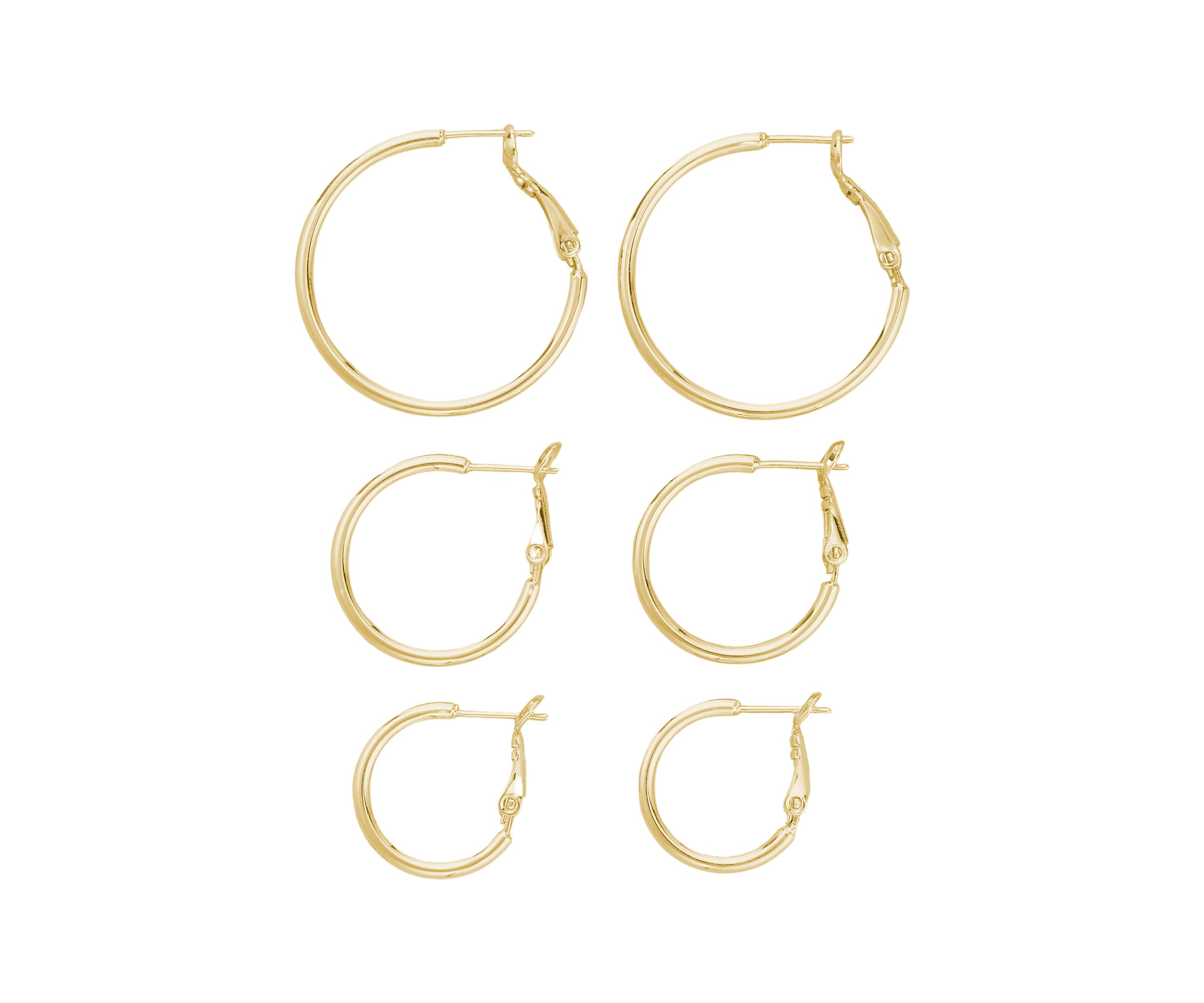 Set of 3 Hinge Post Hoop Earrings