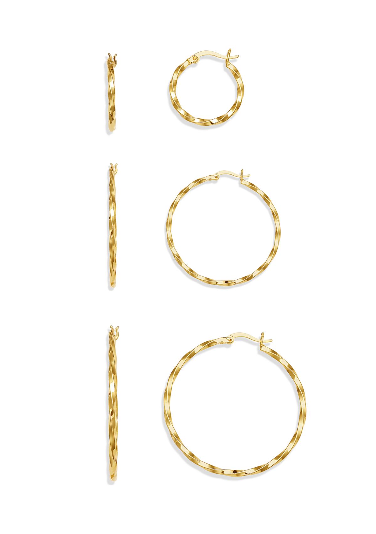 Plated Twisted Hoop Earring Set