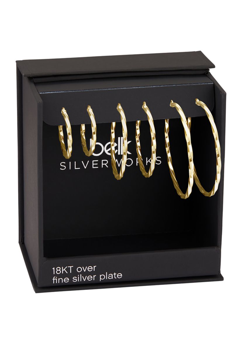 Plated Twisted Hoop Earring Set