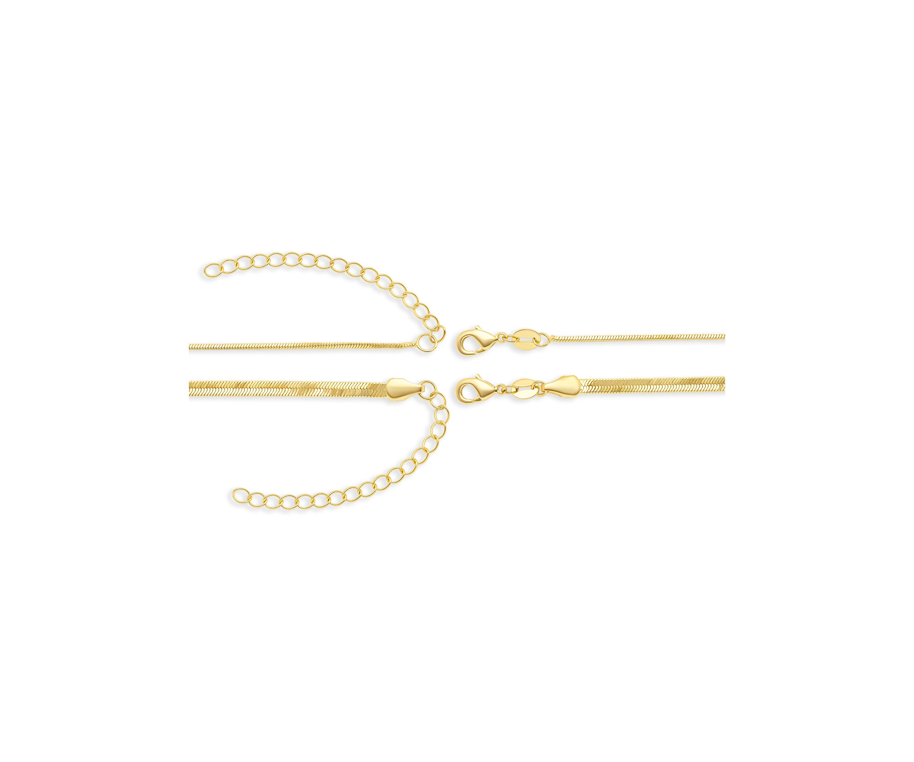 Plated Herringbone and Square Snake Chain Duo Necklace Set