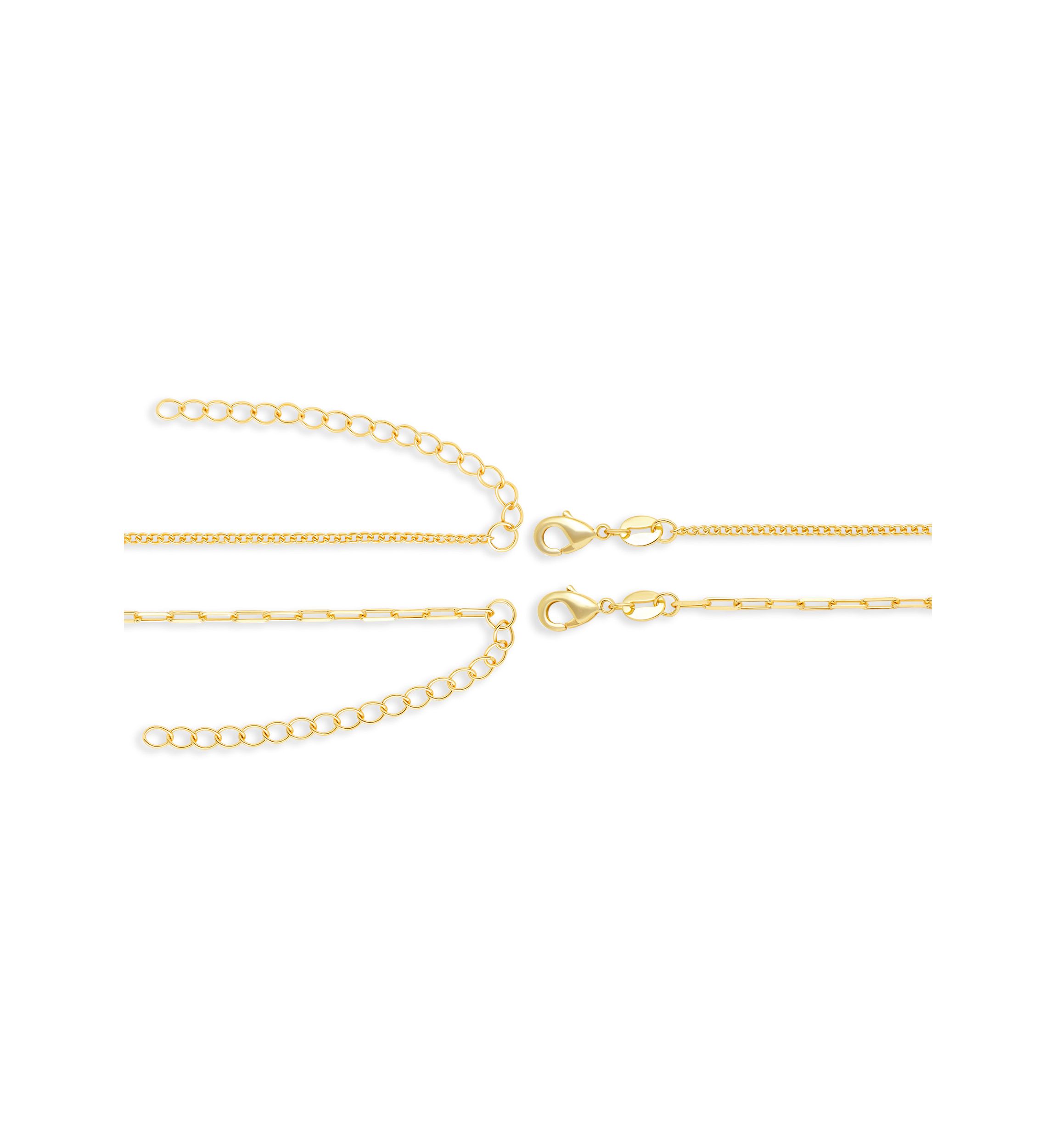 Gold Plated Baby Curb & Paperclip Chain Duo Necklace Set