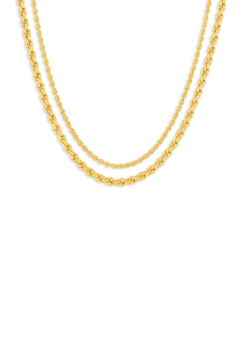 Plated Double Rope Chain Necklace Set