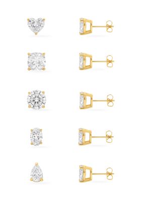 Belk Silverworks Gold Plated Cubic Zirconia Multi Shape Earring Set