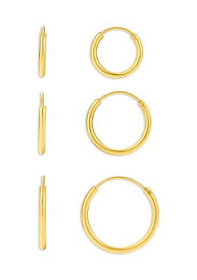 Belk Sterling Silver Sterling Silver Polished Endless Hoop Trio Set, Gold
