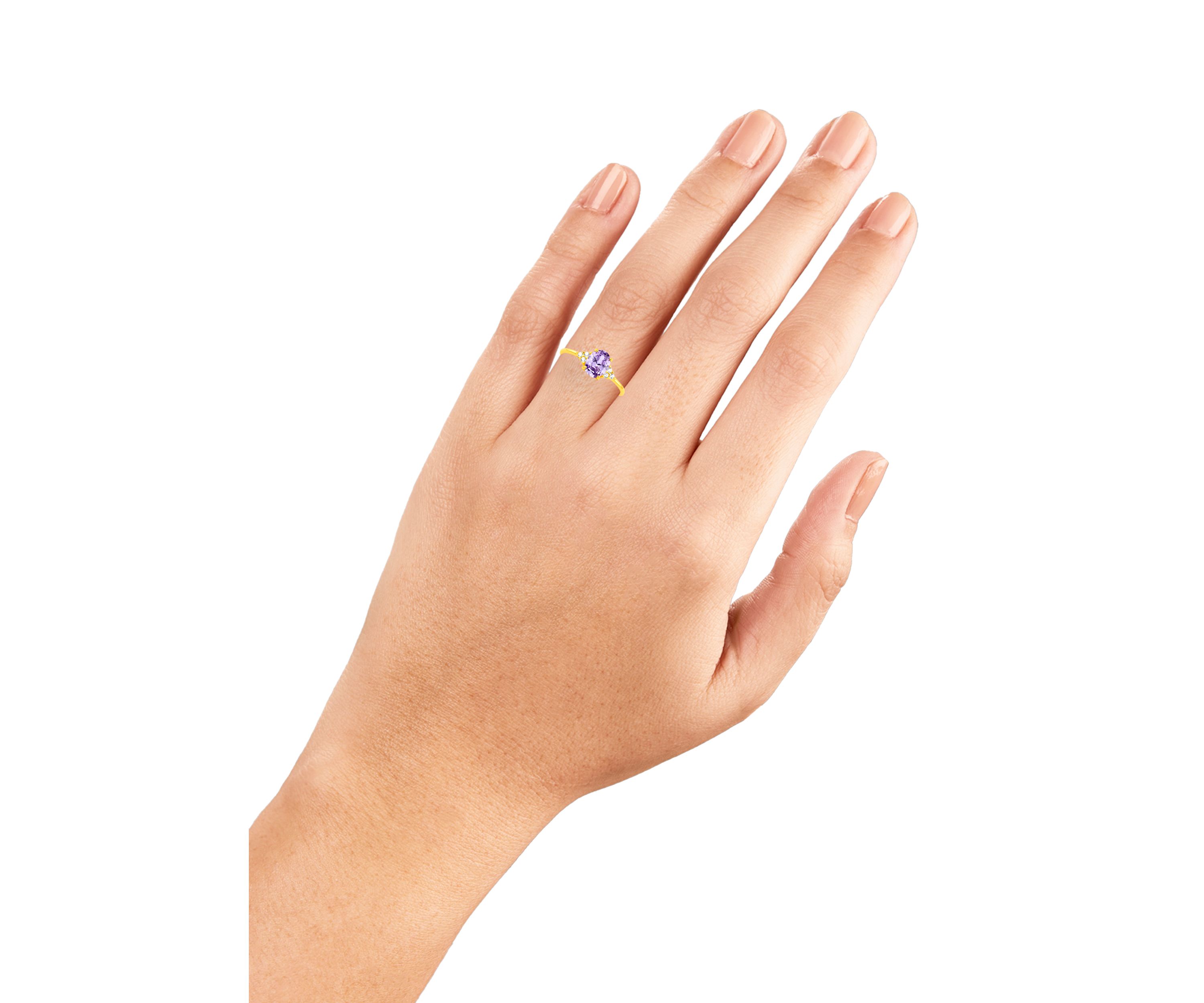 Lavender Oval Cubic Zirconia Ring
