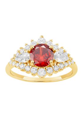 Belk Silverworks Sterling Silver Gold Plated Cubic Zirconia Garnet Cluster Ring, 7 -  0722089891507