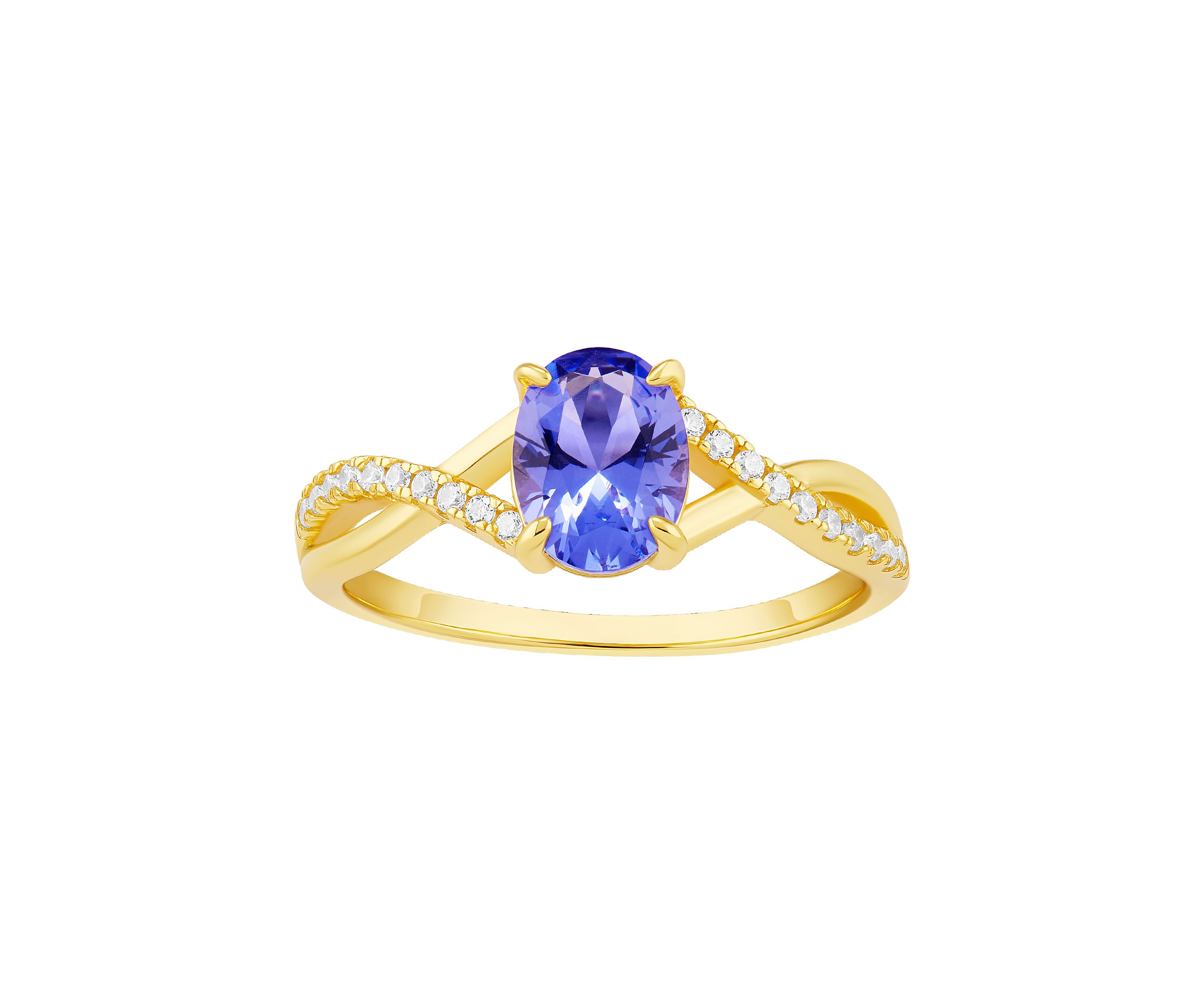 Gold Over Sterling Silver Purple Cubic Zirconia Twist Ring