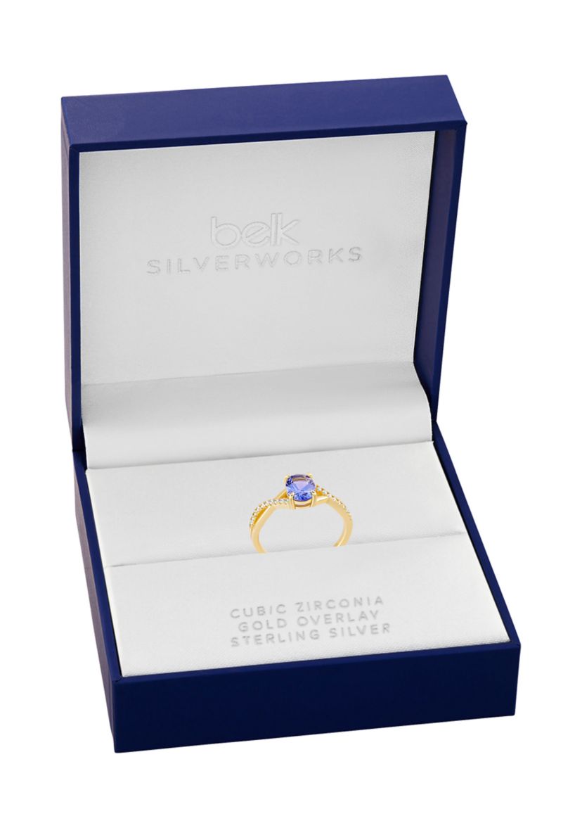 Gold Over Sterling Silver Purple Cubic Zirconia Twist Ring