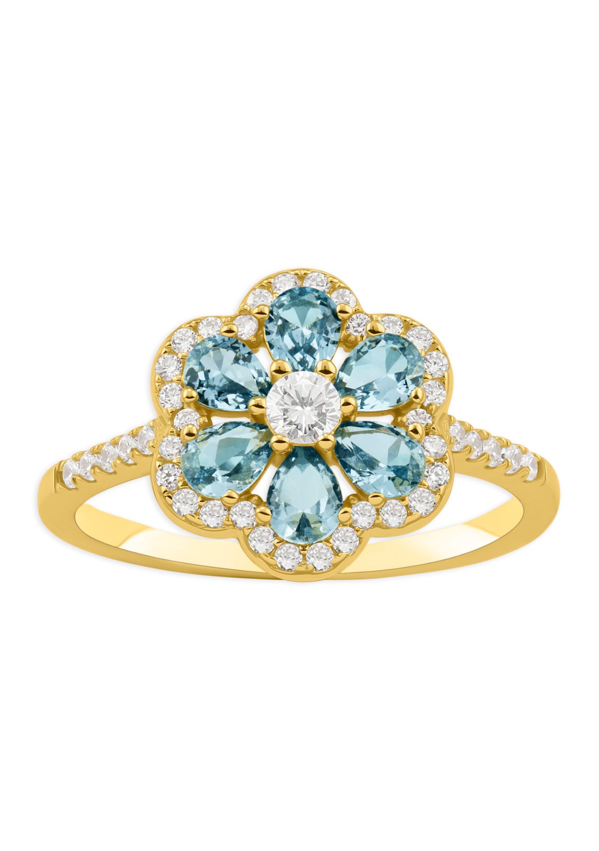 Cubic Zirconia Stone Flower sterling Band Ring