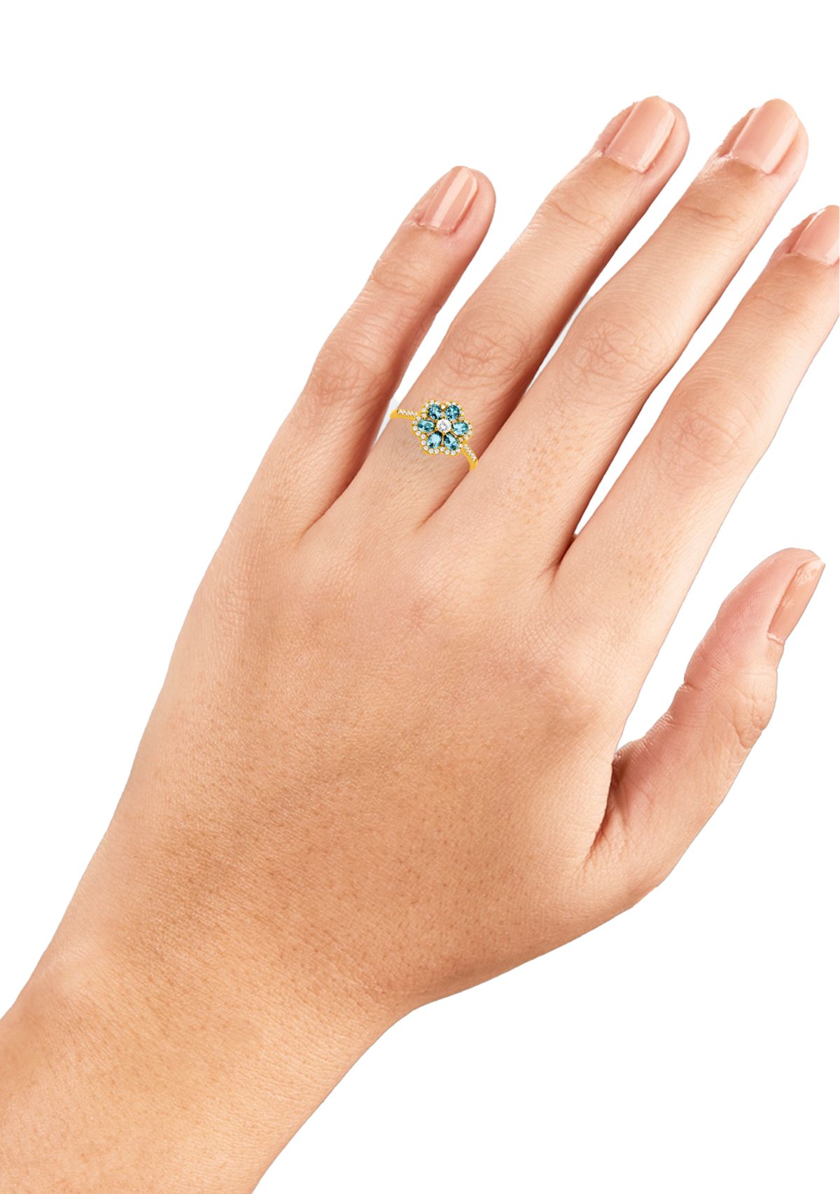 Cubic Zirconia Stone Flower sterling Band Ring