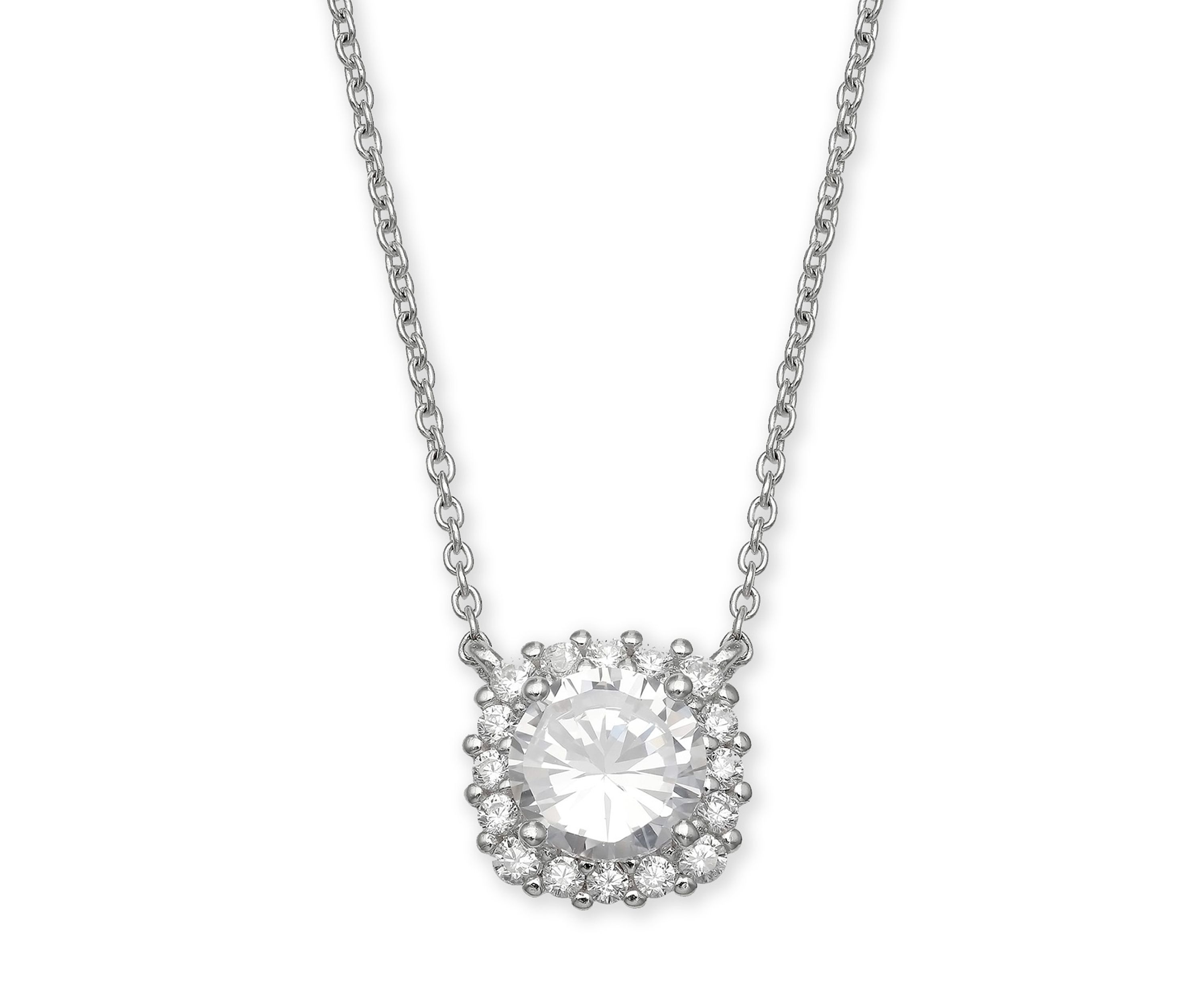 Pavé Cubic Zirconia Square Pendant Necklace 