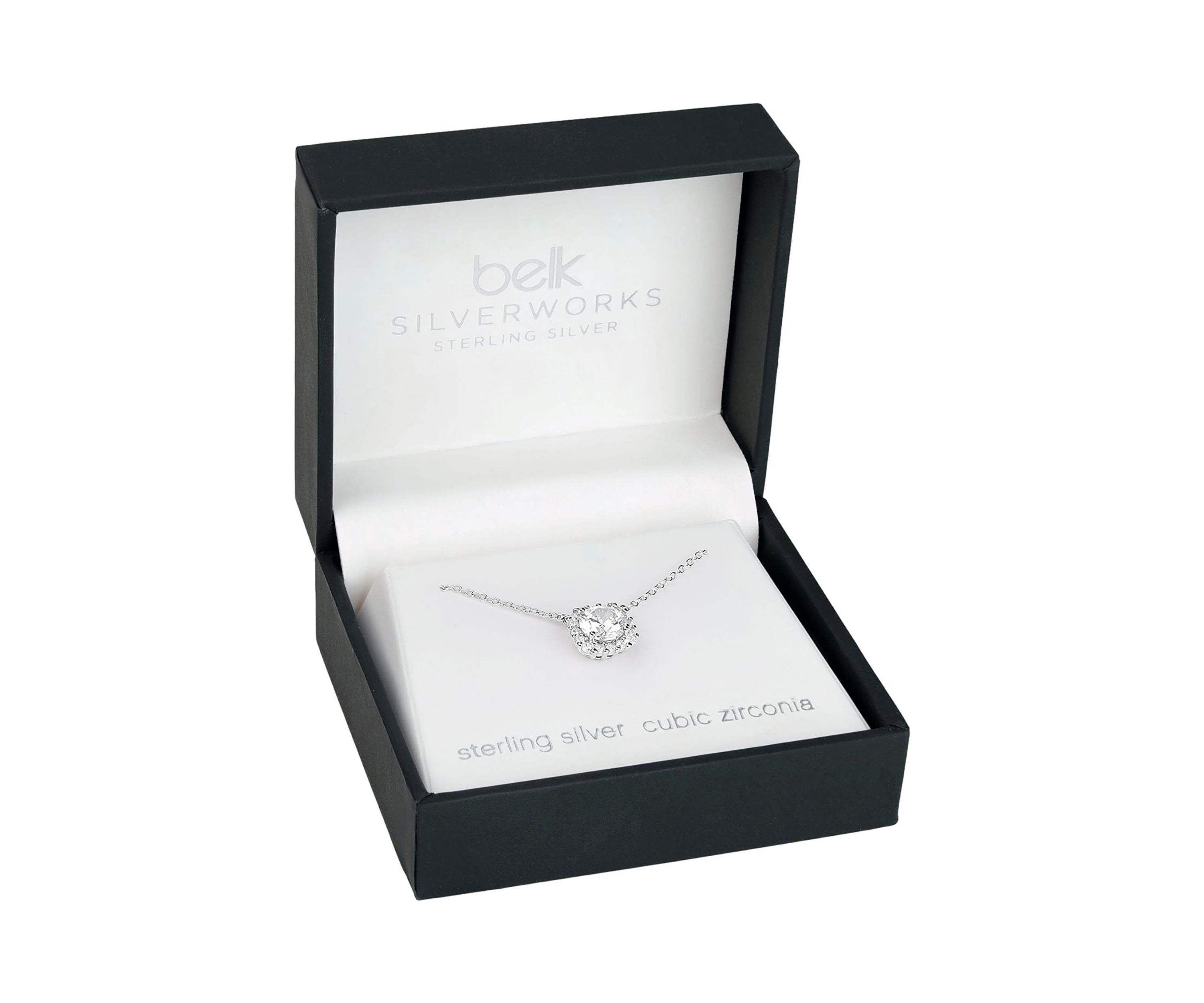Pavé Cubic Zirconia Square Pendant Necklace 
