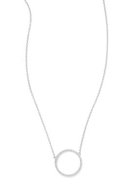 Belk Silverworks Sterling Pave Cubic Zirconia Circle pendant Necklace, Silver, 18 in