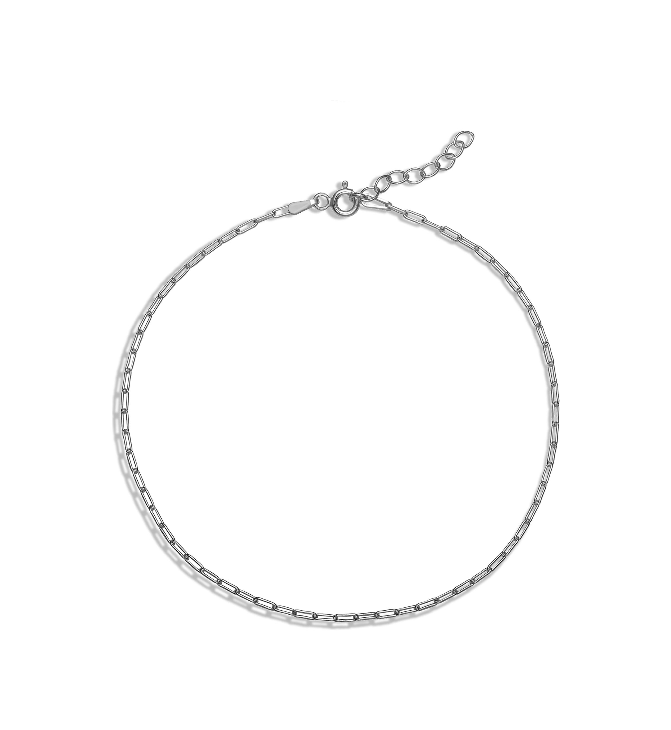 Sterling Silver Paper Clip Link Chain Anklet