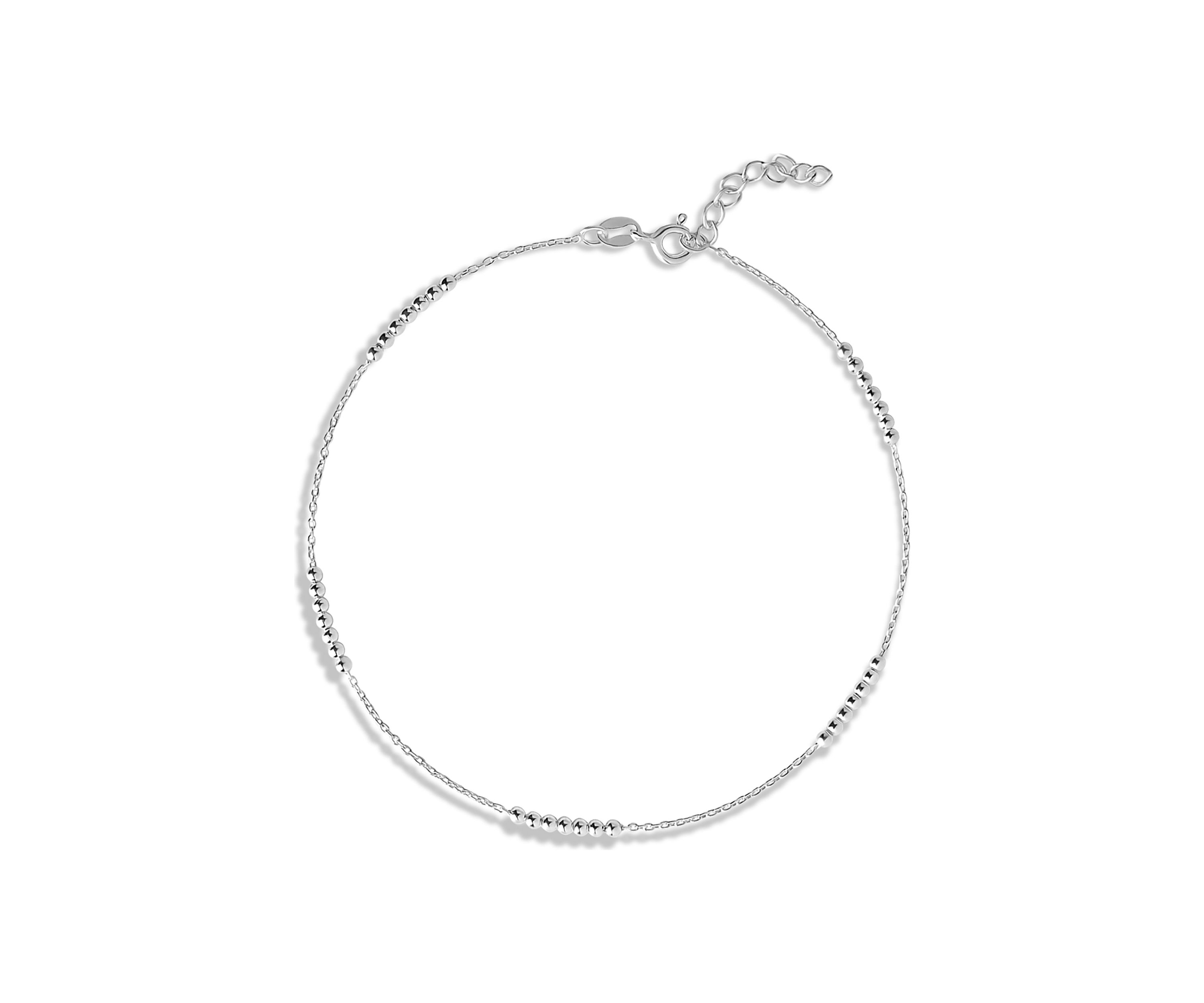 Sterling Silver Multi Beads Cable Chain Anklet