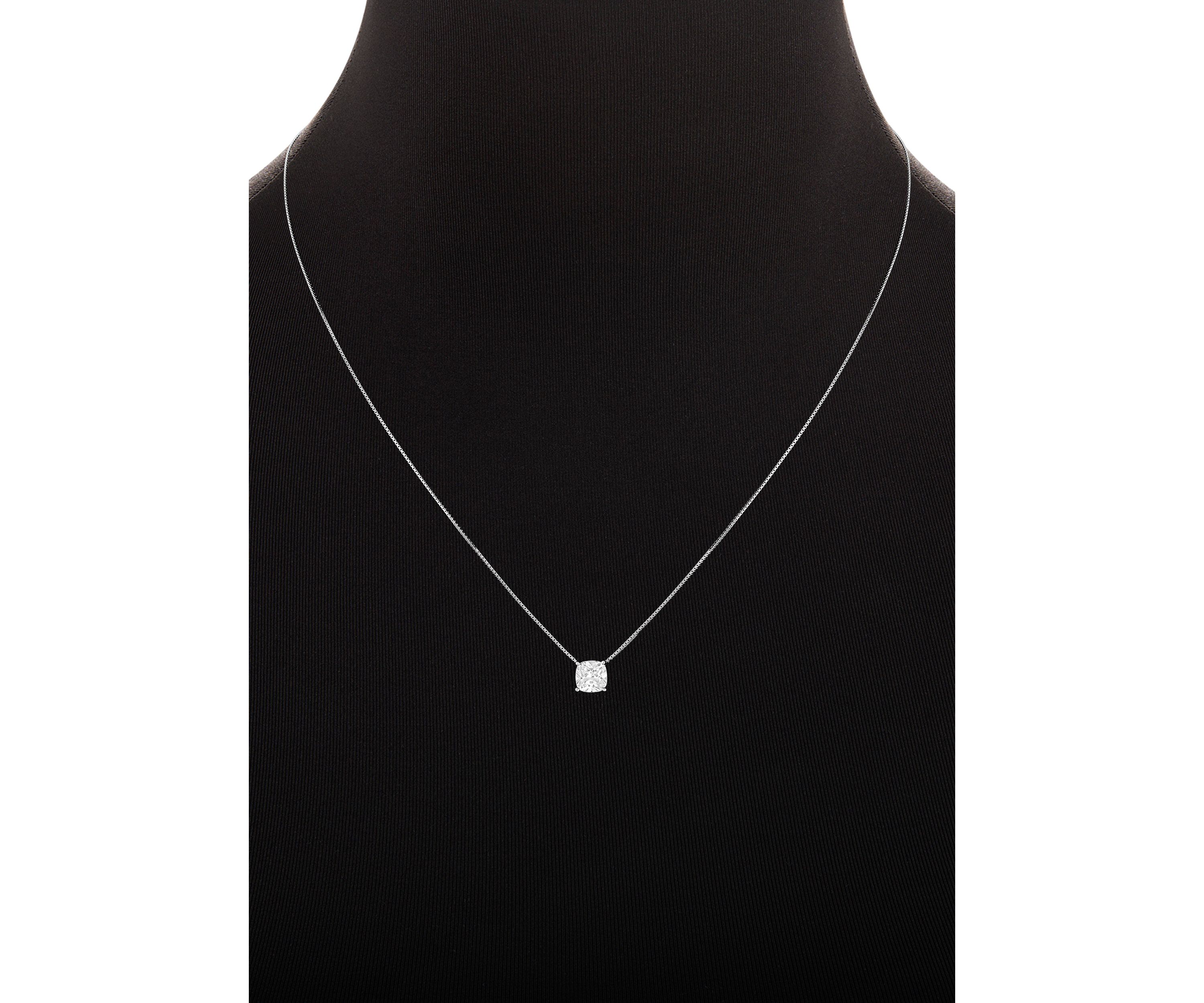 Sterling Silver 6mm Cubic Zirconia Cushion Chain Necklace