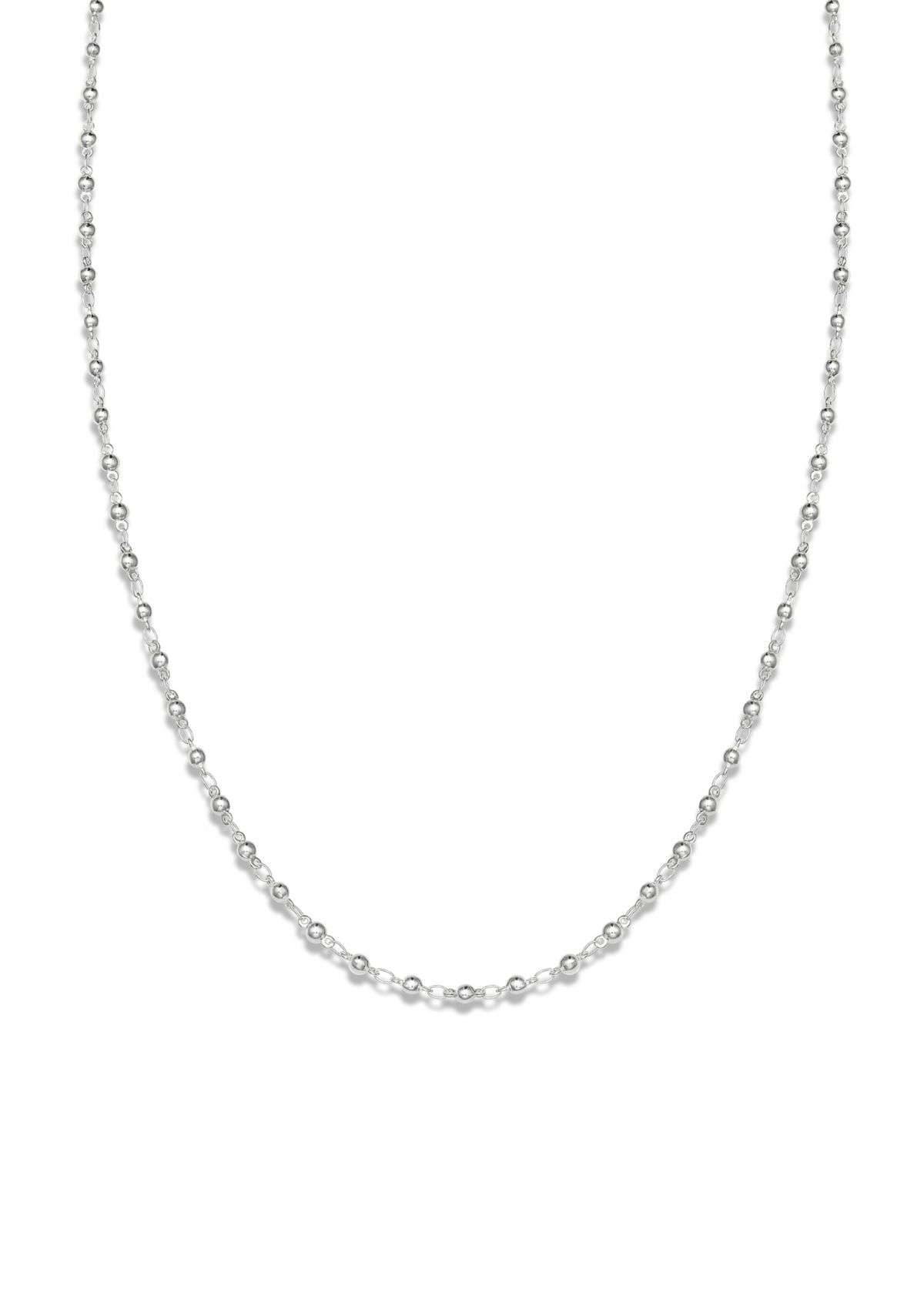 Silver Plated Polished Bead Link Chain