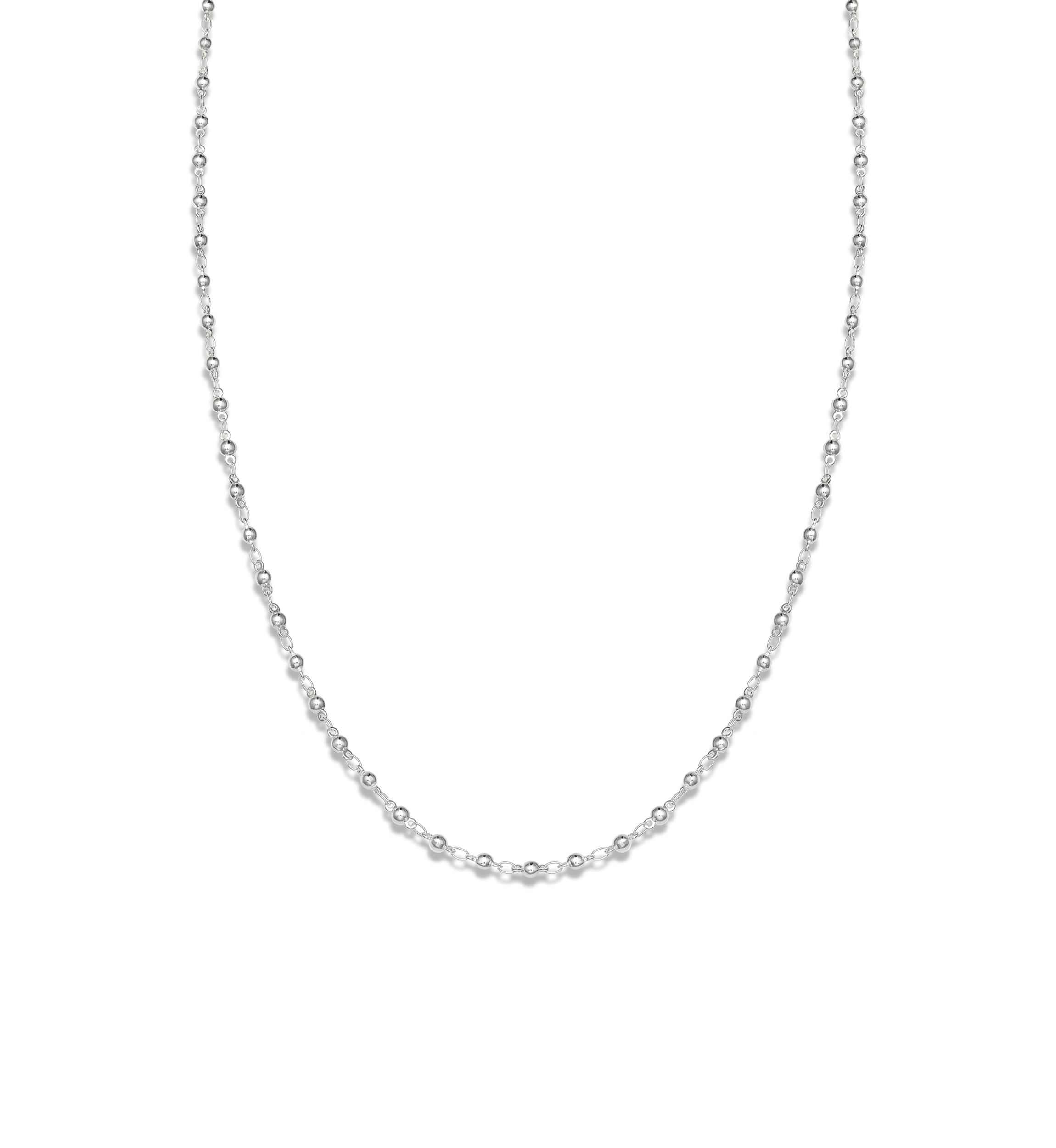 Silver Plated Polished Bead Link Chain