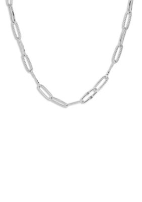 Belk Silverworks Plated 18'' Textured Paperclip Chain Necklace, Silver, 18 in
