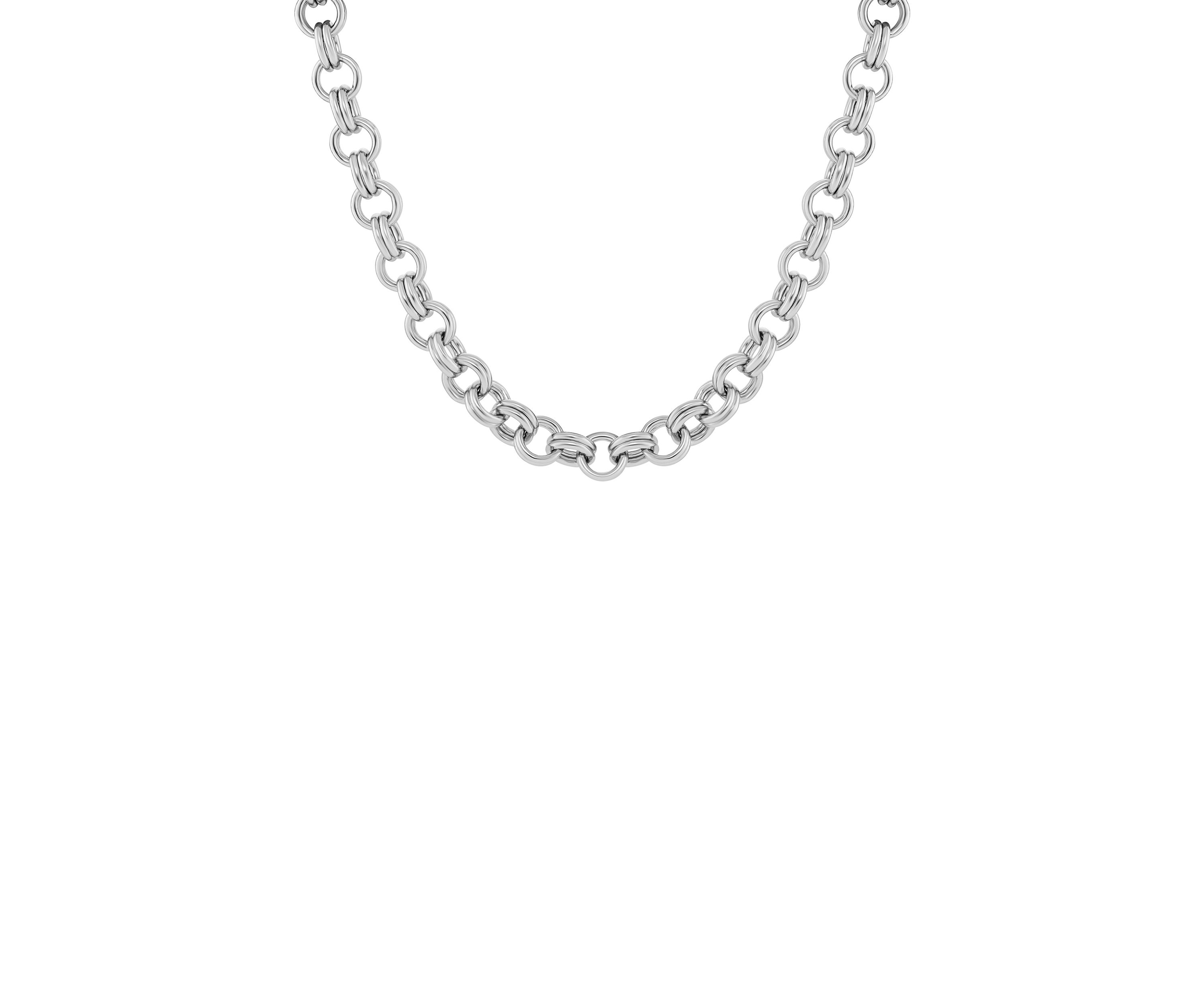 Plated Double Rolo Links 18in Chain Necklace