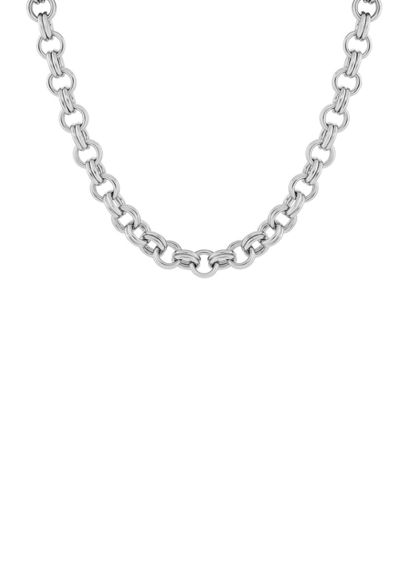 Plated Double Rolo Links 18in Chain Necklace