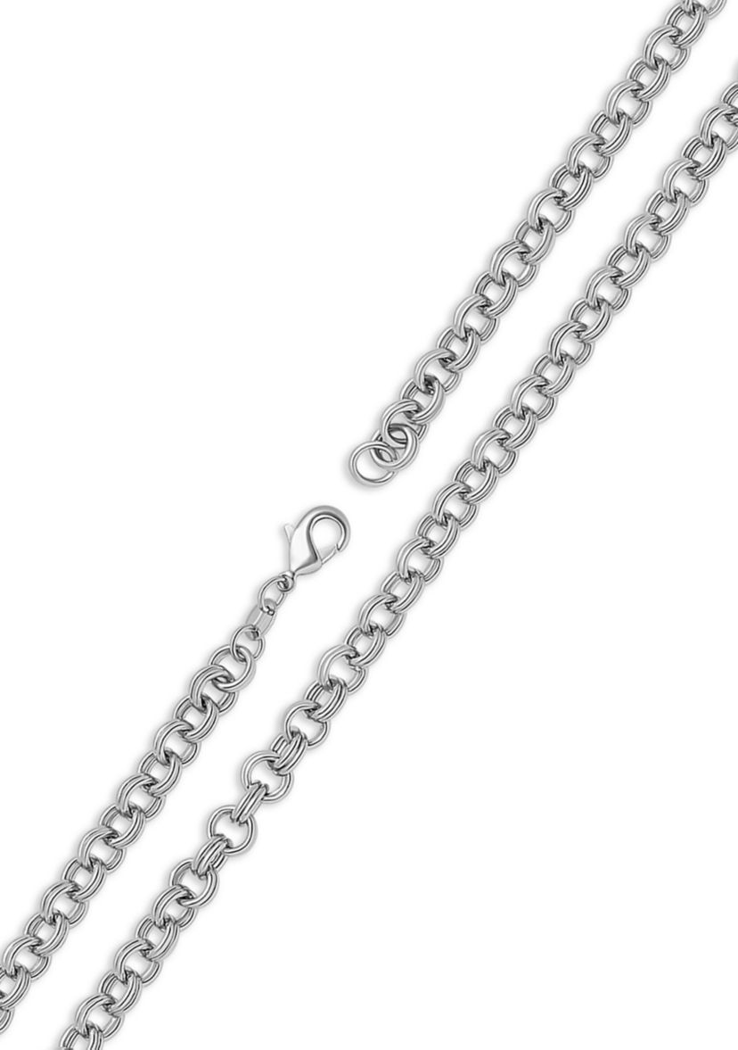 Plated Double Rolo Links 18in Chain Necklace