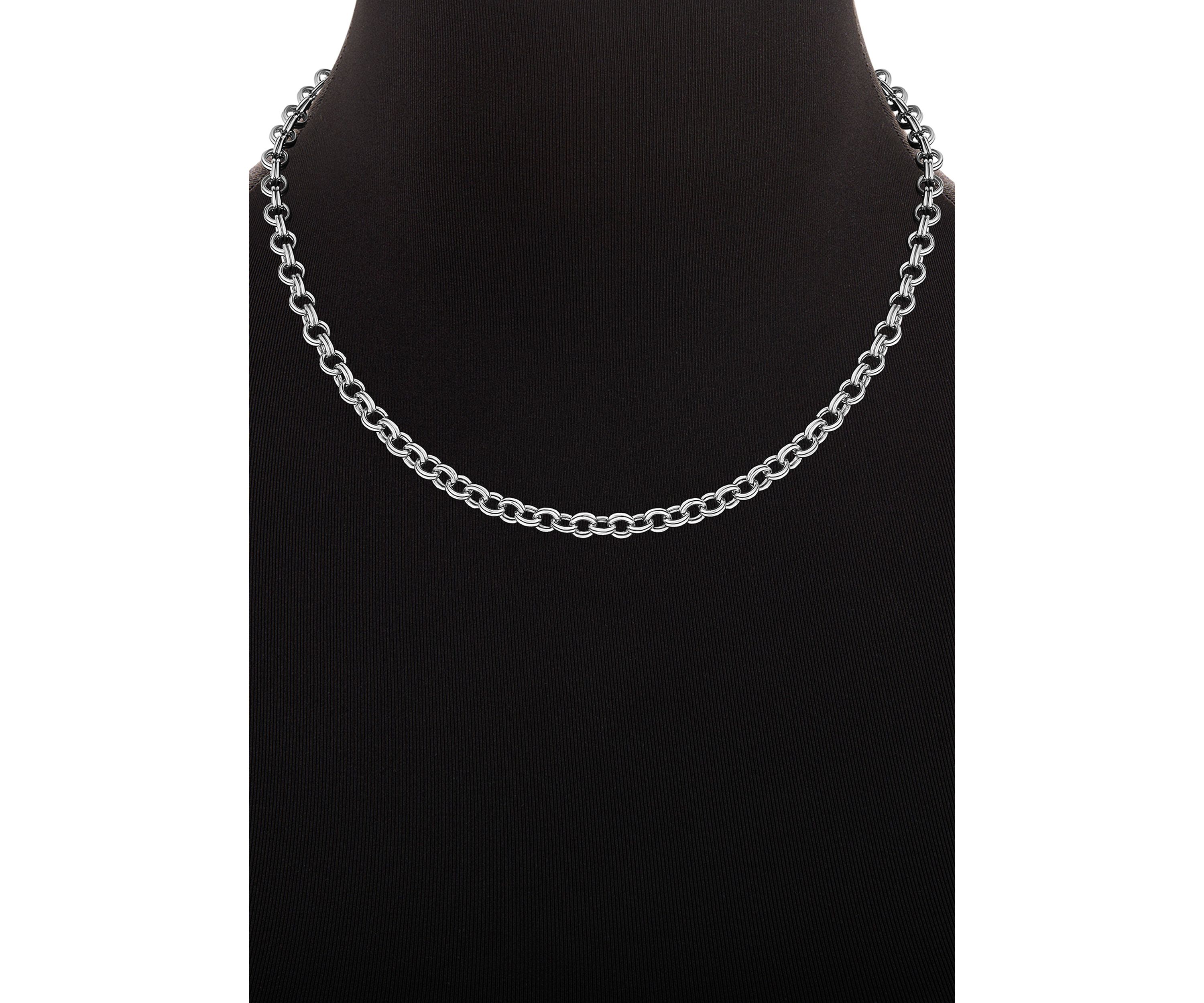 Plated Double Rolo Links 18in Chain Necklace