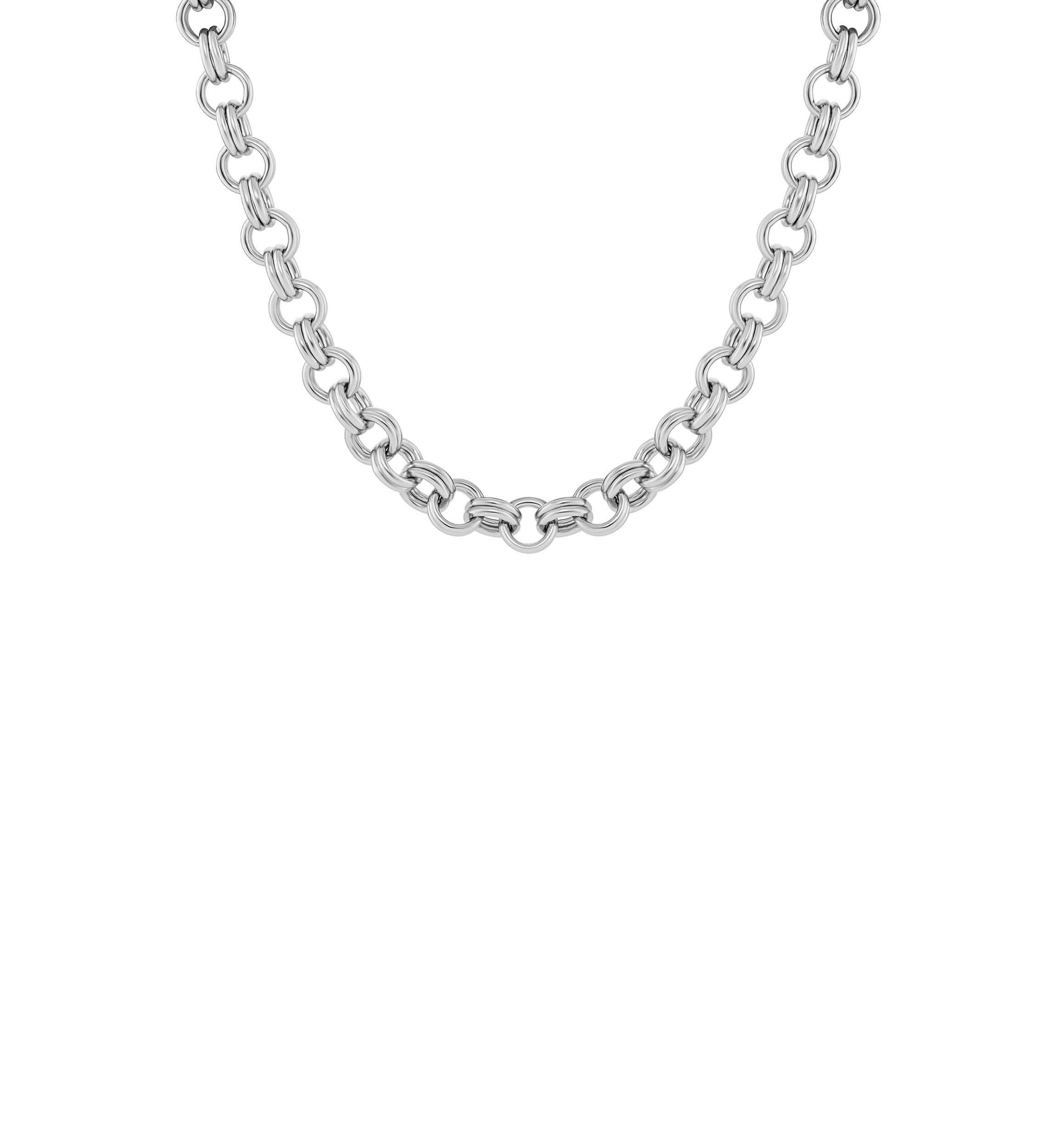 Plated Double Rolo Links 24" Chain Necklace