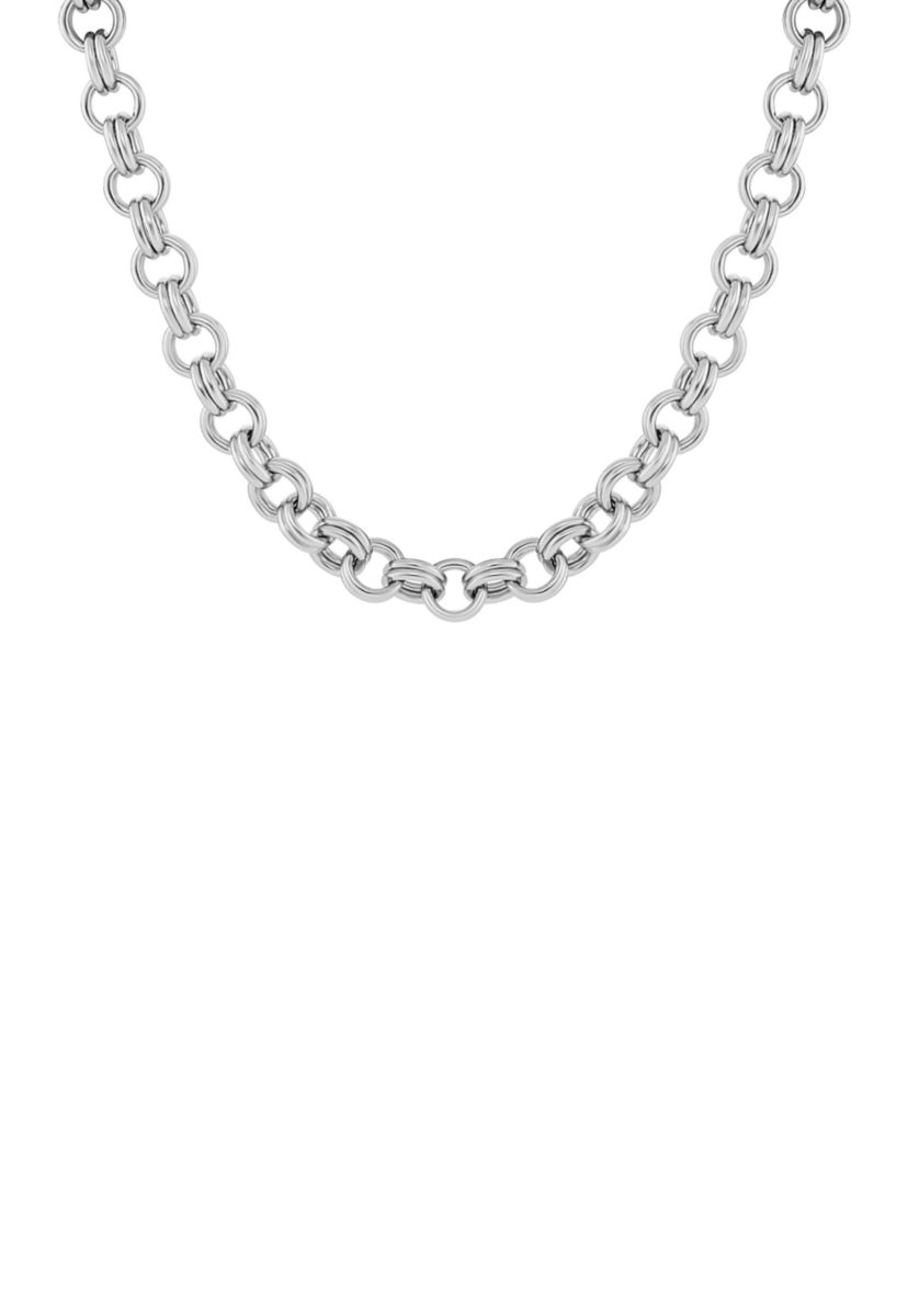 Plated Double Rolo Links 24" Chain Necklace